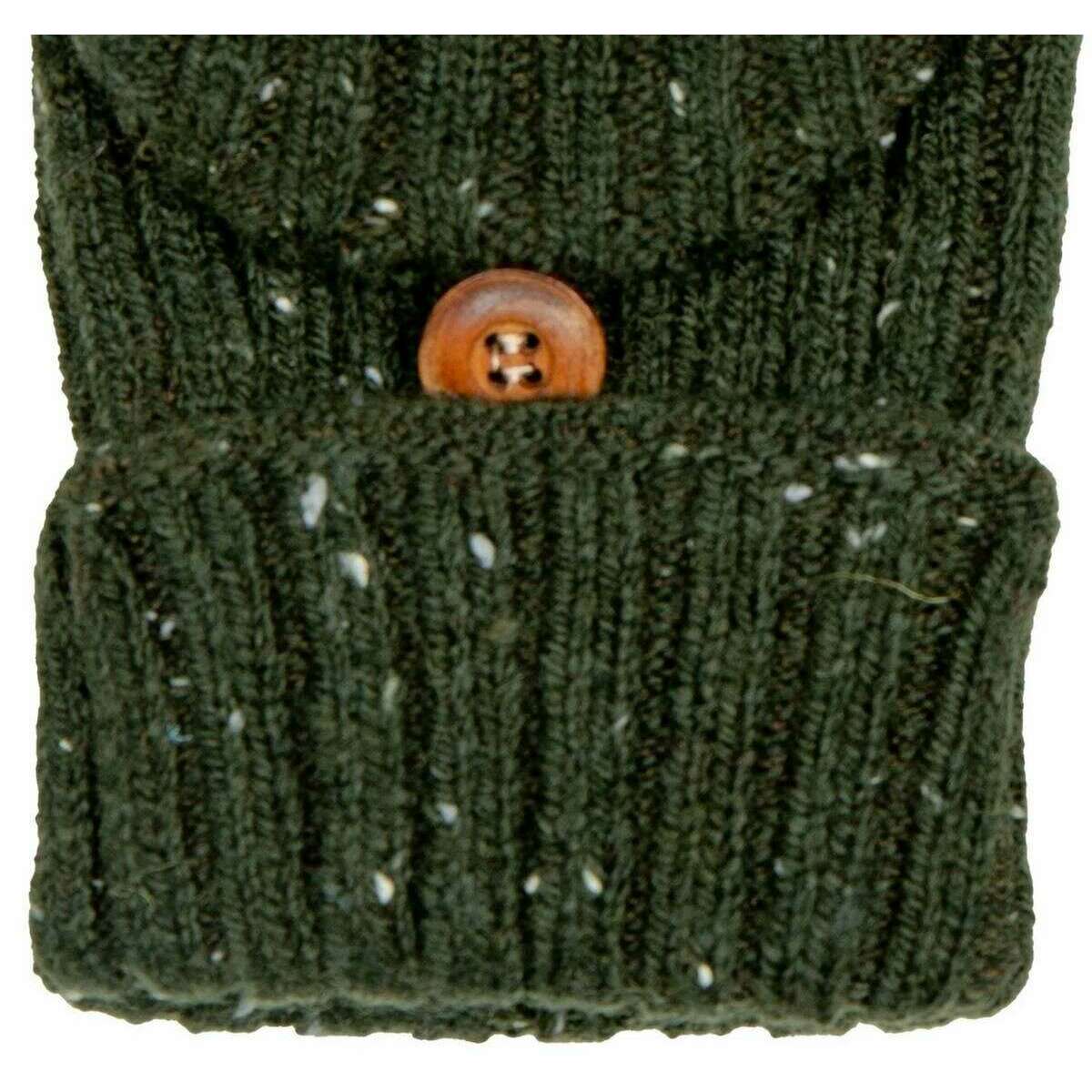 Dents Marl Yarn Half Finger Gloves - Olive Green - Image 4