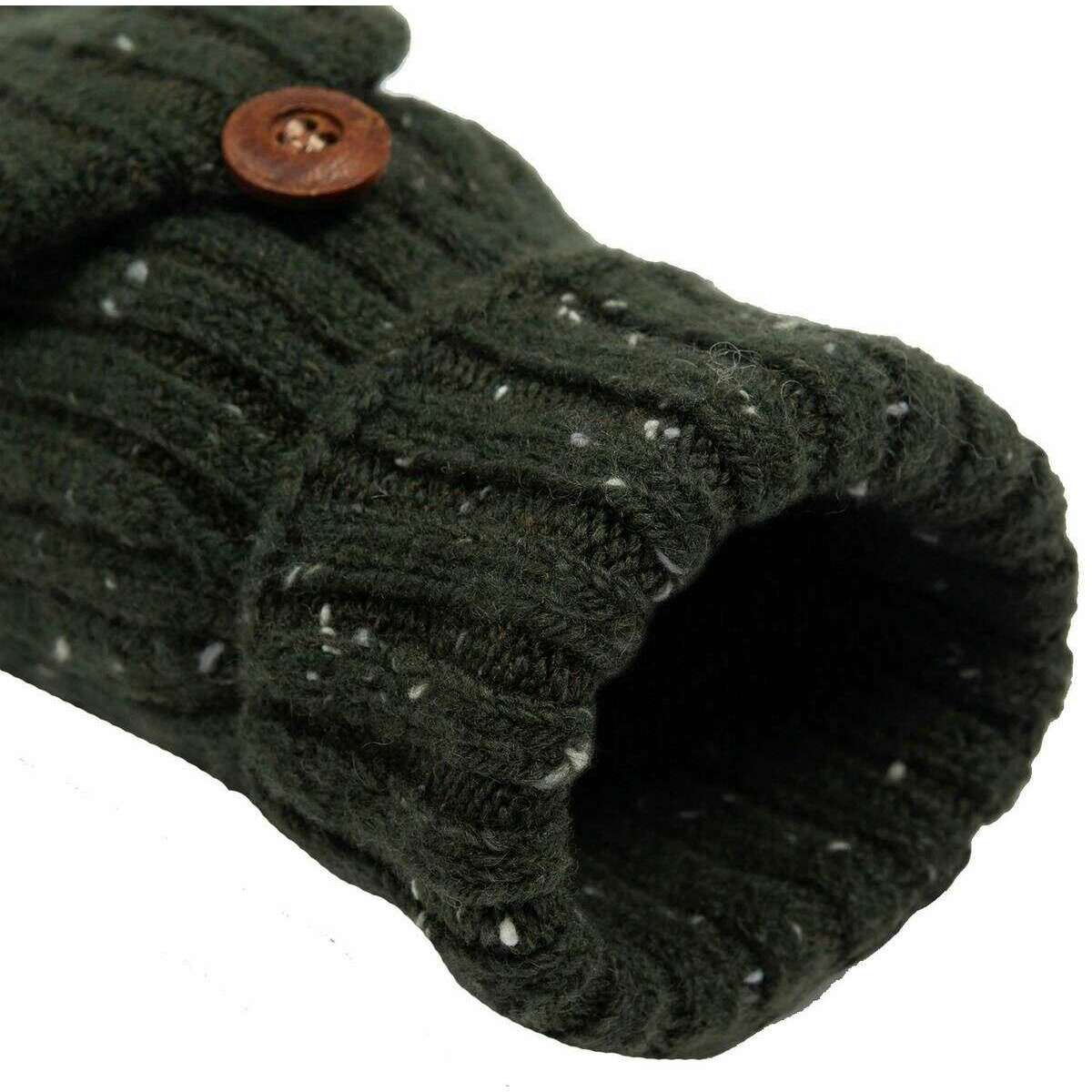 Dents Marl Yarn Half Finger Gloves - Olive Green - Image 5