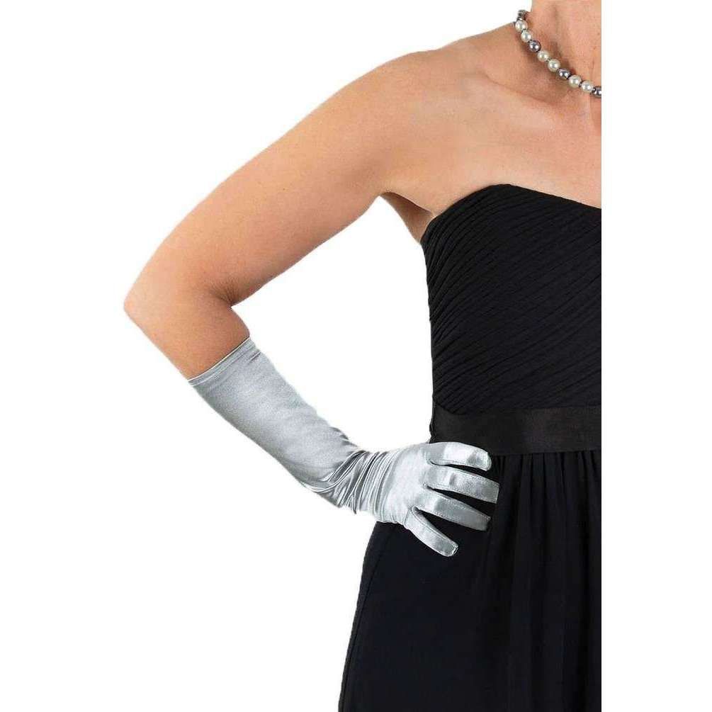 Dents Melissa Long Below Elbow Satin Gloves - Silver - Image 2