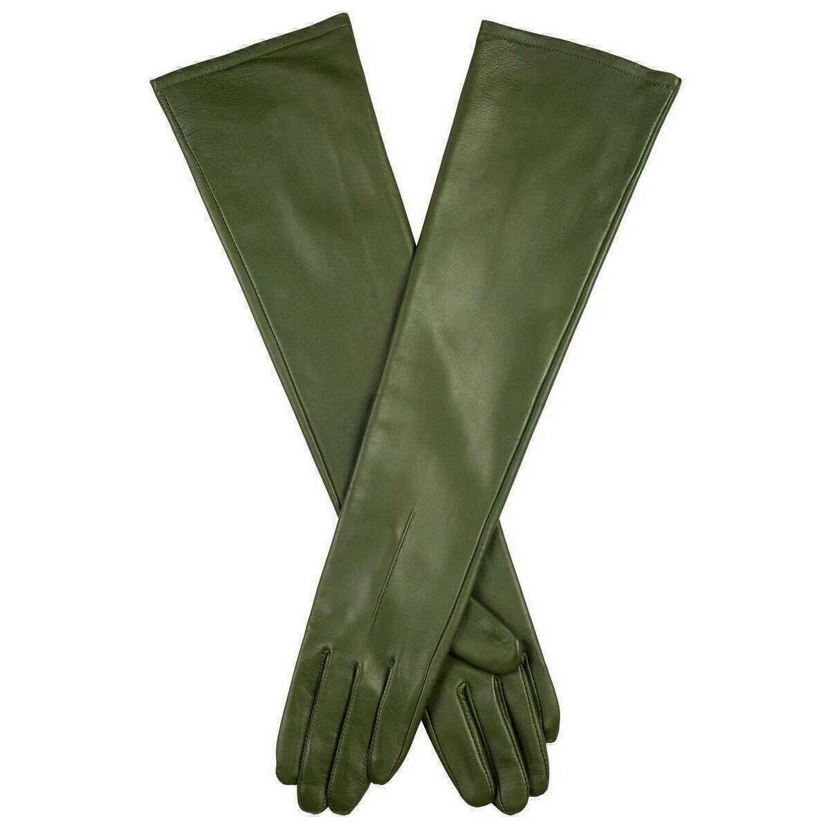 Dents Mia Single Point Long Above Elbow Leather Gloves - Forest Green