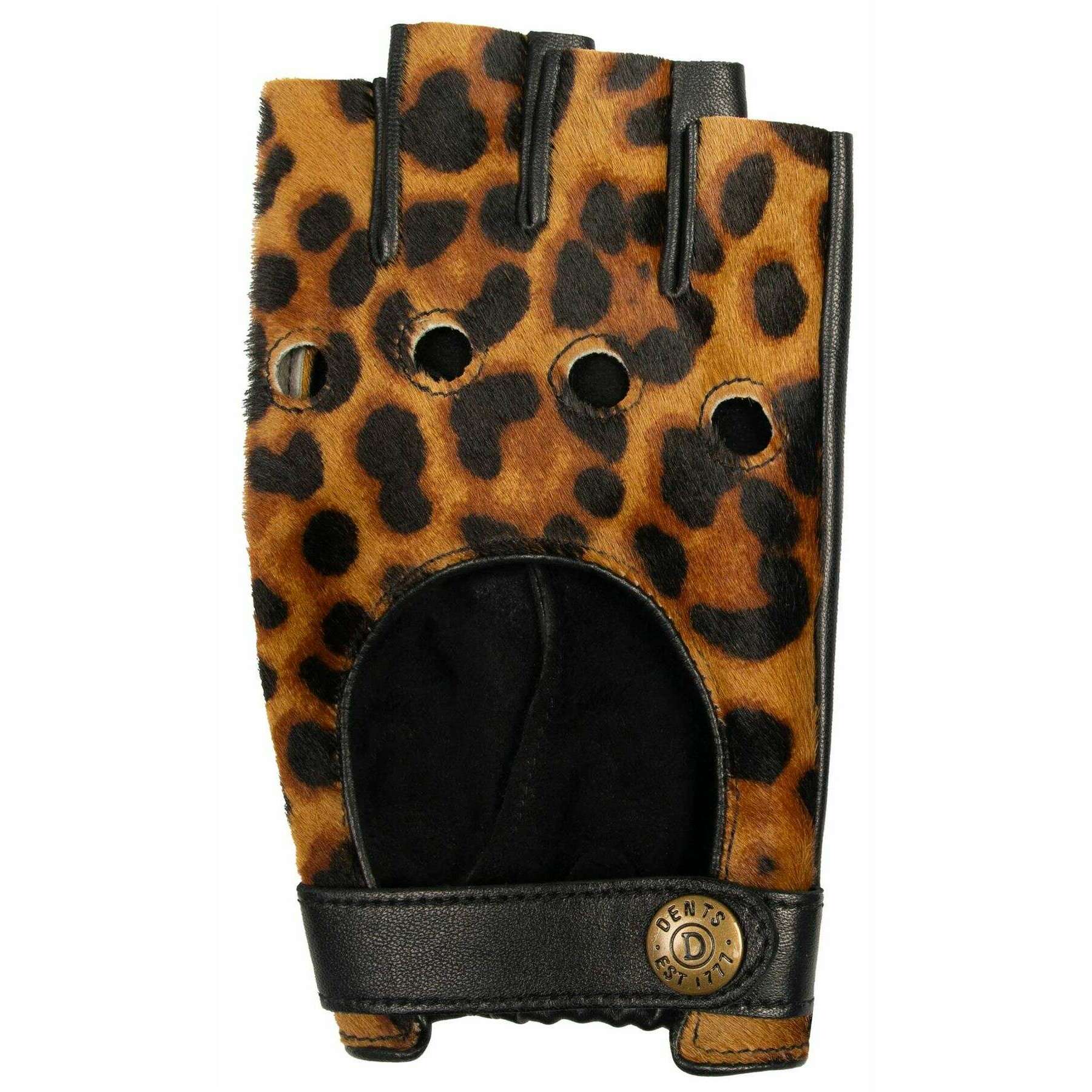 Dents Nyla Half Finger Driving Gloves - Leopard/Black - Image 3