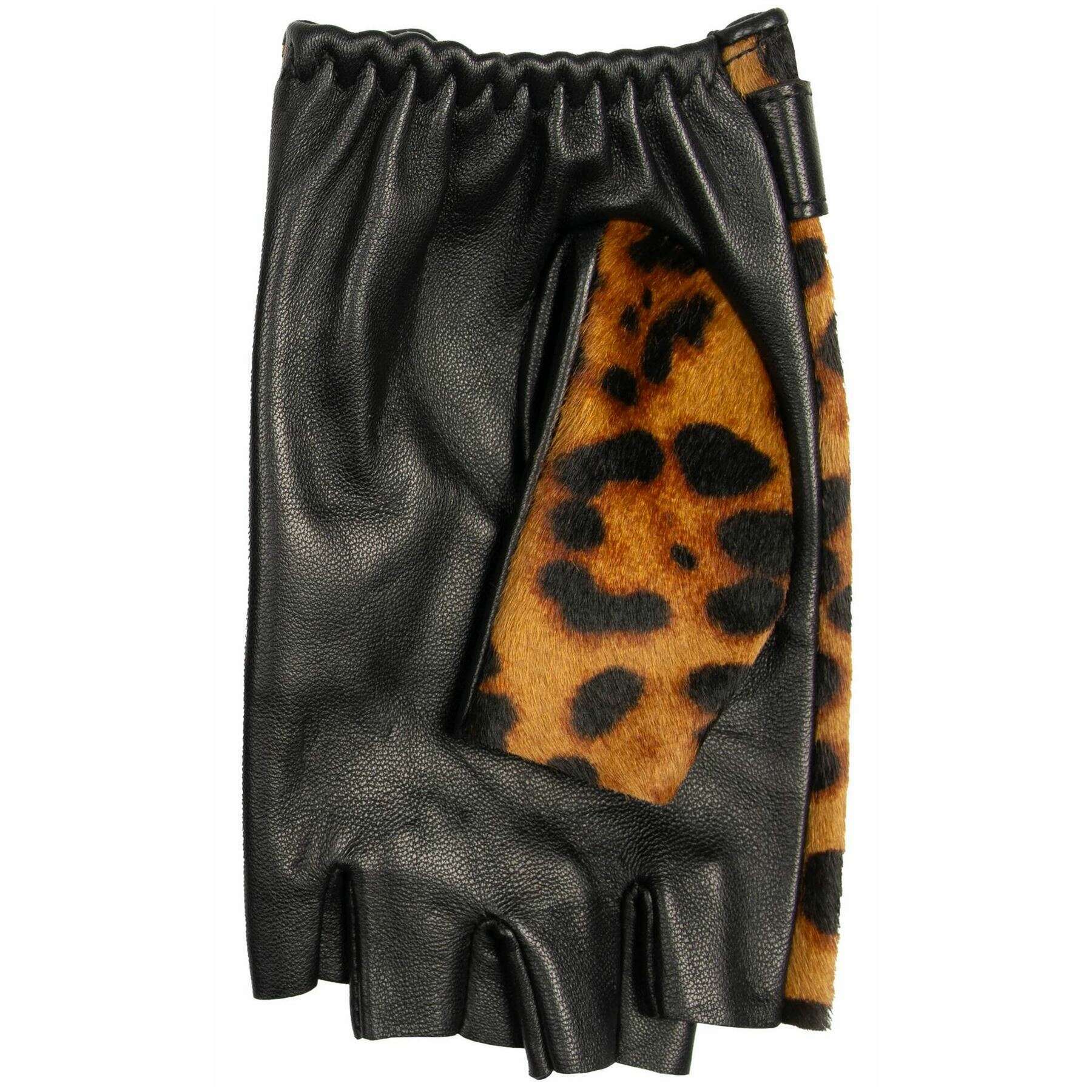 Dents Nyla Half Finger Driving Gloves - Leopard/Black - Image 4