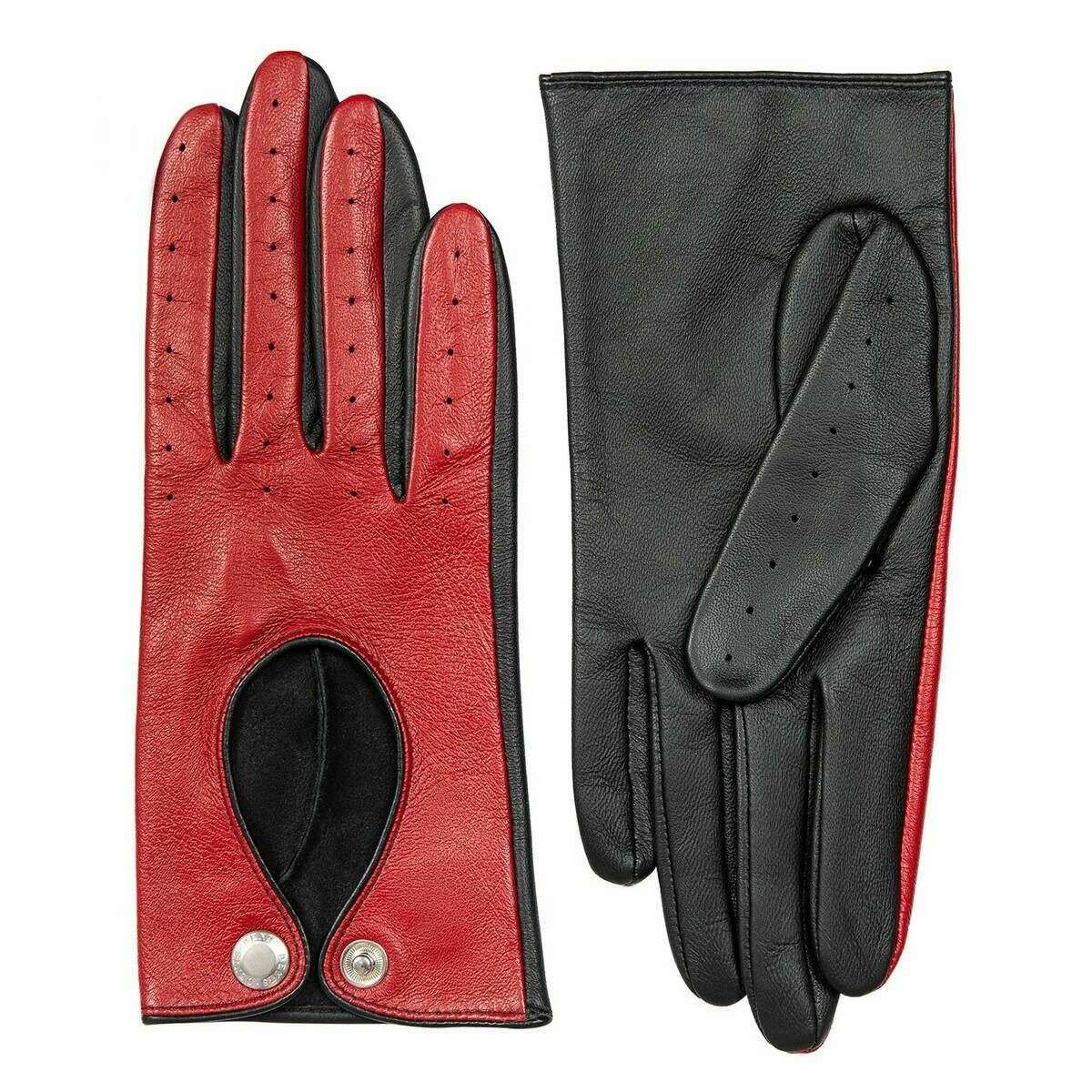 Dents Oulton Touchscreen Leather Driving Gloves - Berry Red/Black - Image 2
