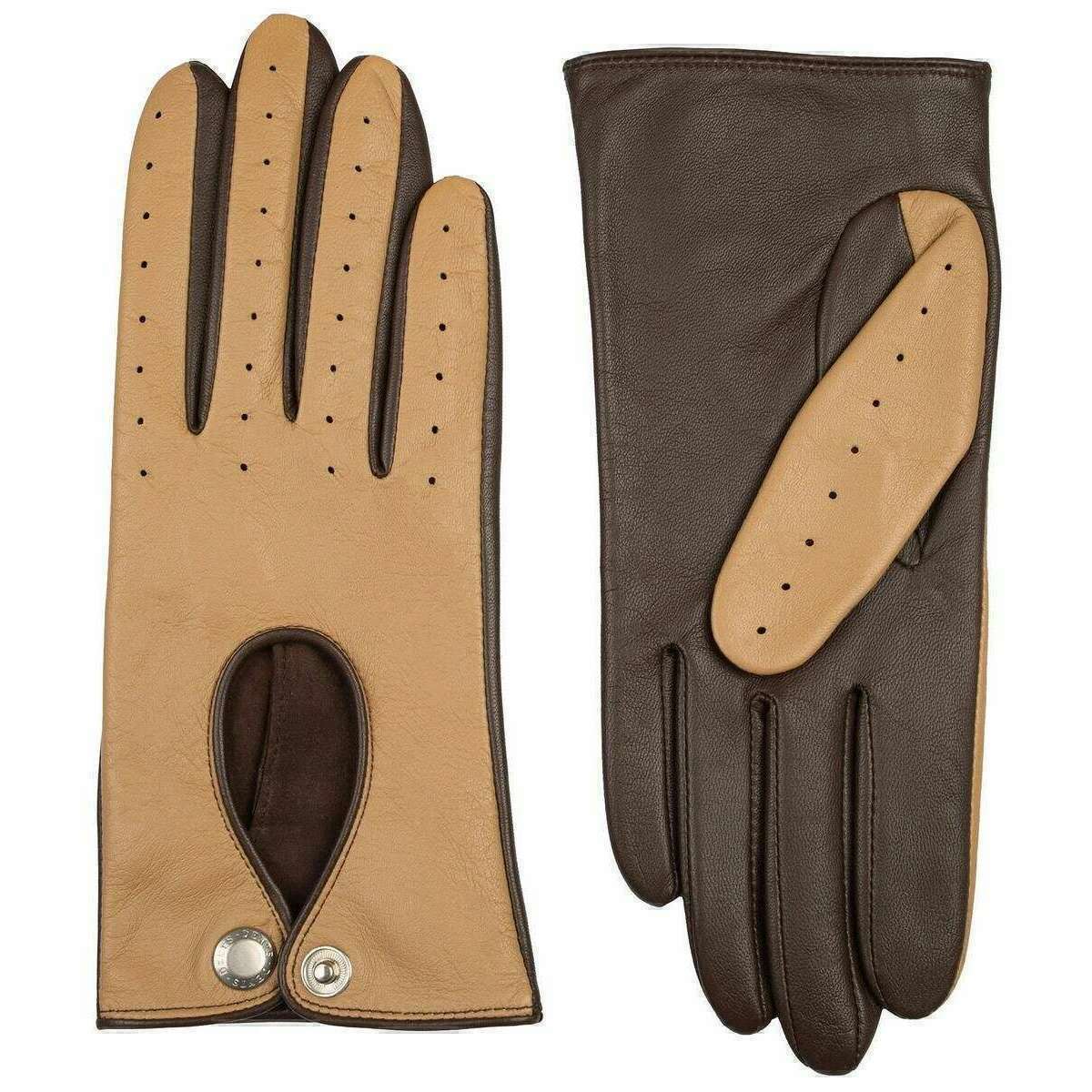 Dents Oulton Touchscreen Leather Driving Gloves - Toffee Beige/Mocha Brown - Image 2