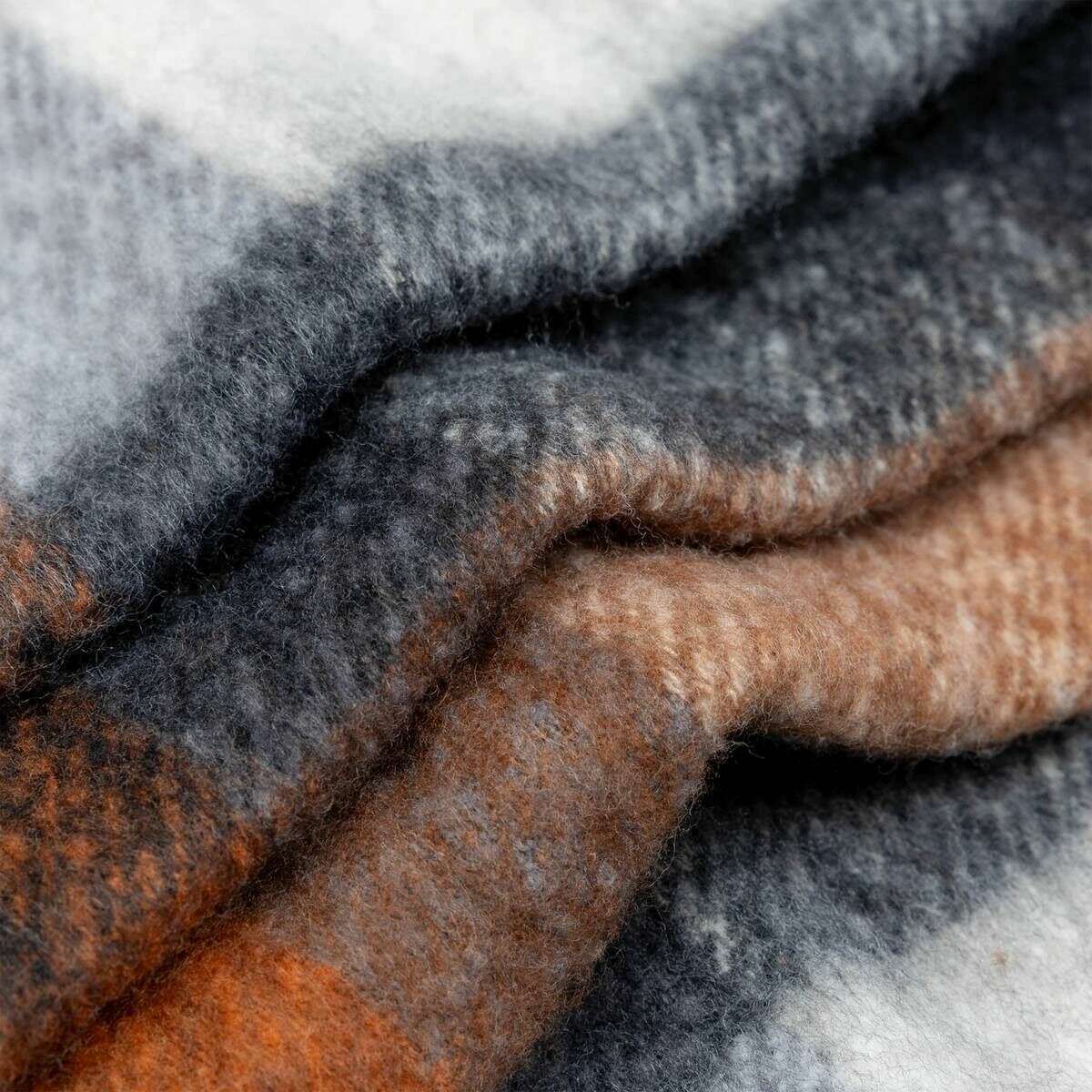 Dents Plaid Check Blanket Scarf - Charcoal Grey/Chocolate Brown - Image 3