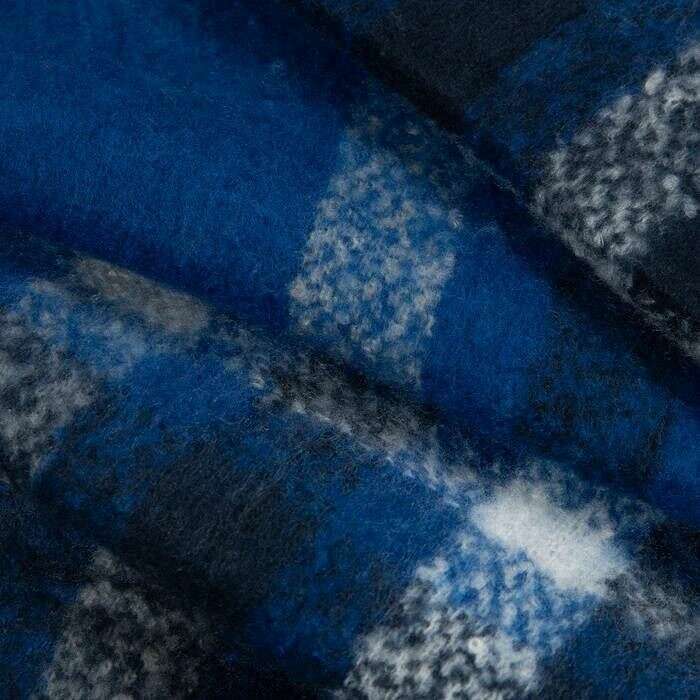 Dents Plaid Check Tassel Scarf - Cobalt Blue - Image 3