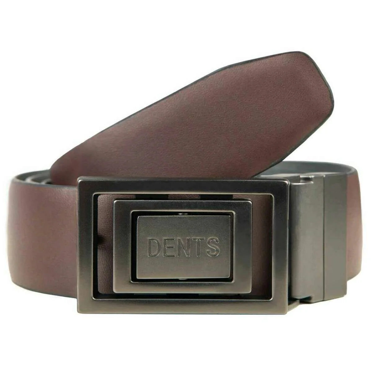 Dents Push Pin Reversible Leather Belt - Brown/Black - Image 2