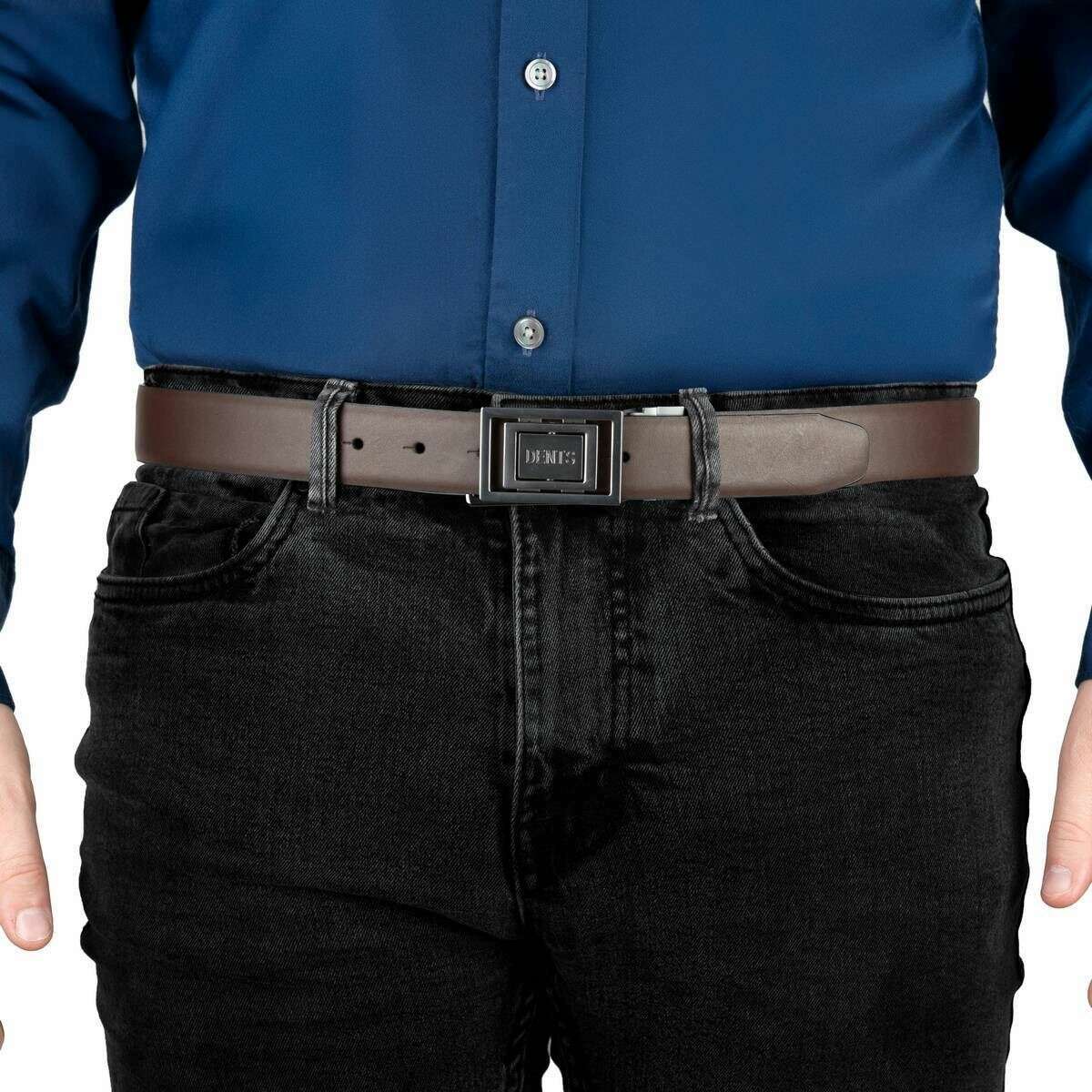 Dents Push Pin Reversible Leather Belt - Brown/Black - Image 6