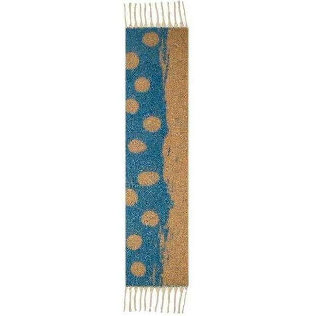 Dents Reversible Spotty Blanket Tassel Scarf - Kingfisher/Camel Beige - Image 2