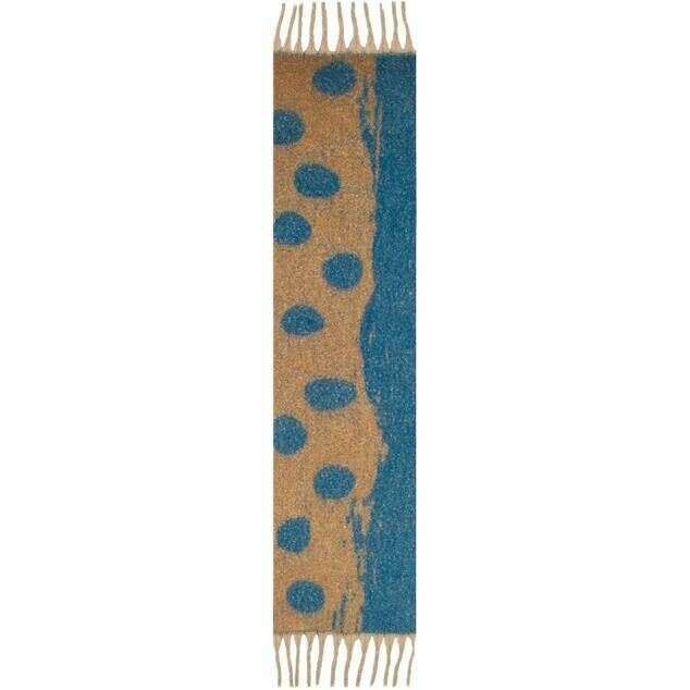 Dents Reversible Spotty Blanket Tassel Scarf - Kingfisher/Camel Beige - Image 3
