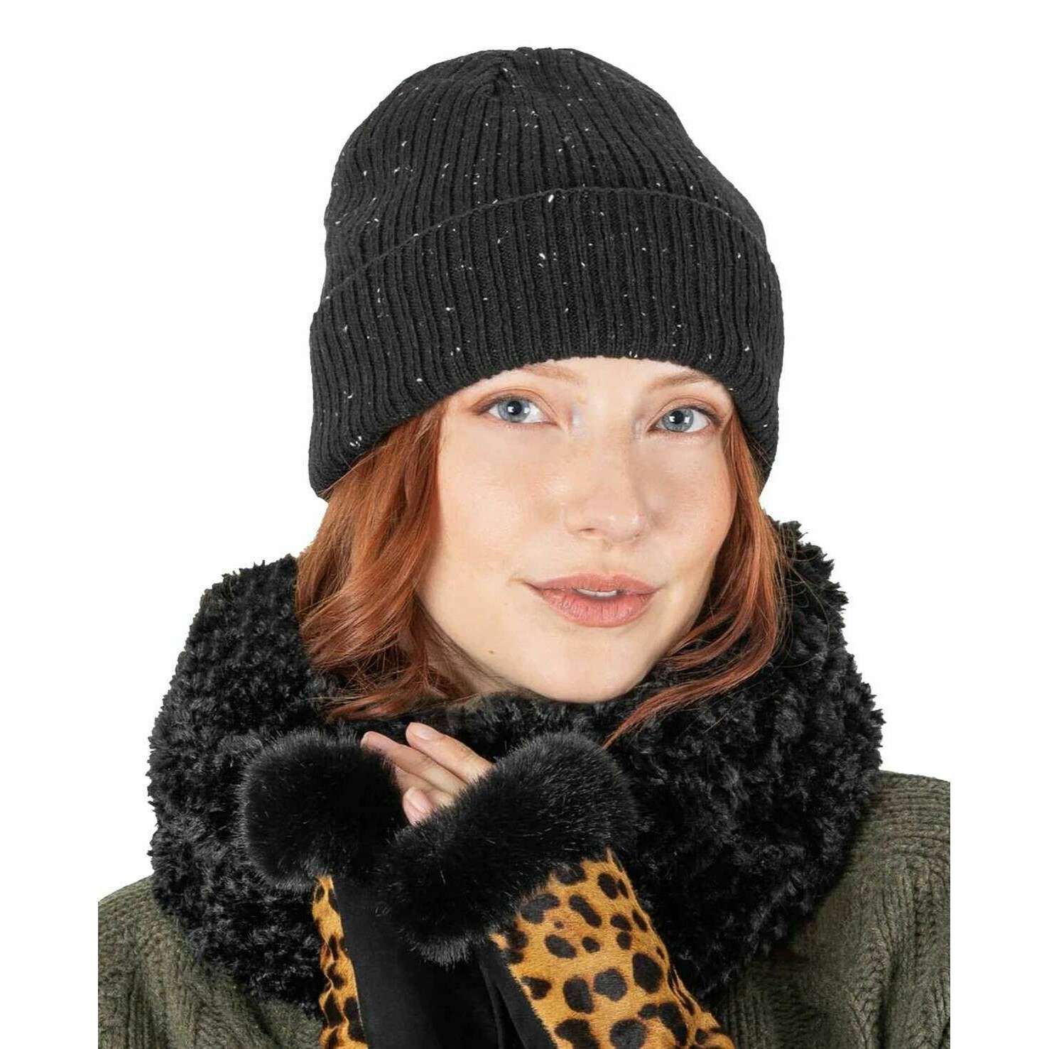 Dents Ribbed Knit Beanie Hat - Black - Image 2