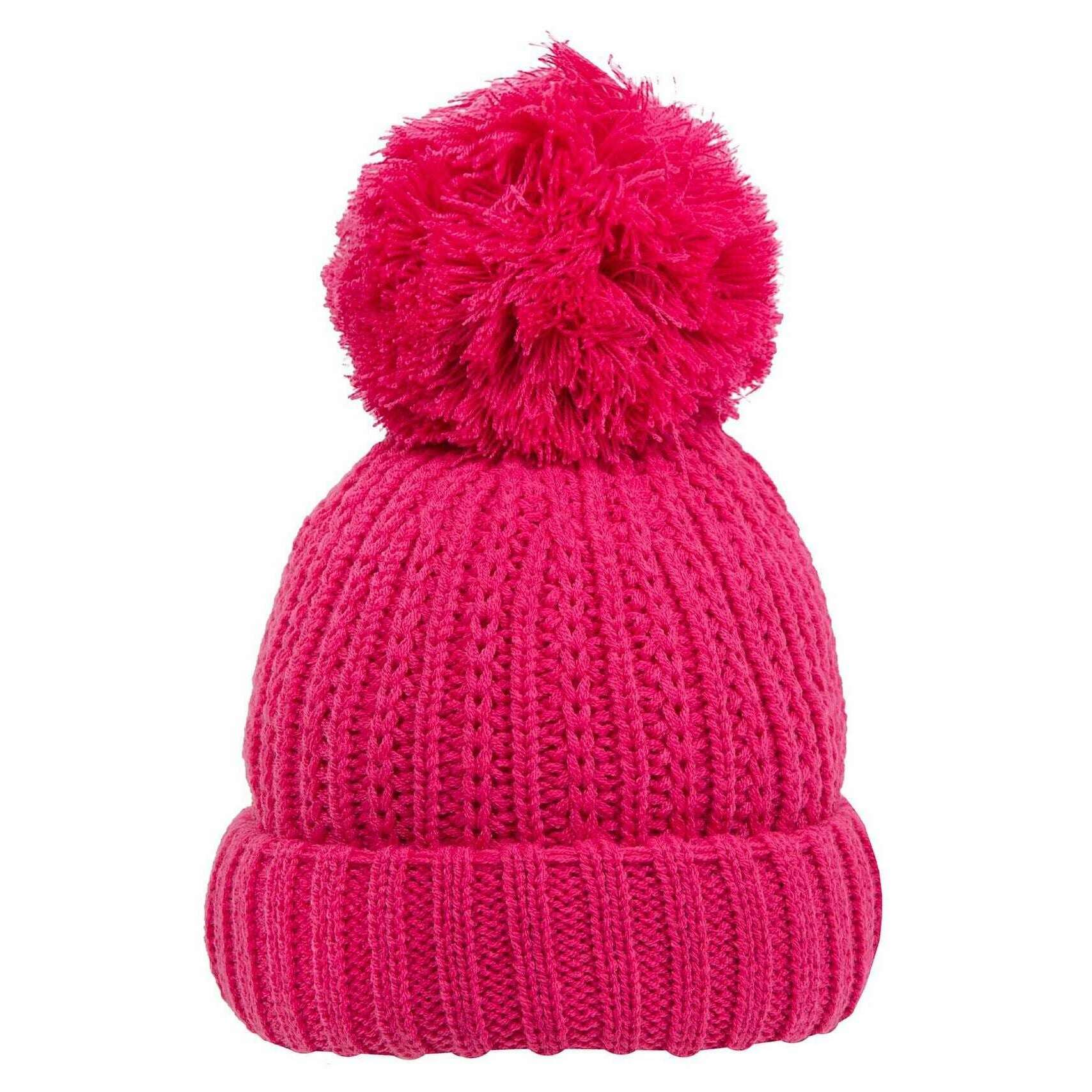 Dents Ribbed Knit Bobble Hat - Candy Pink