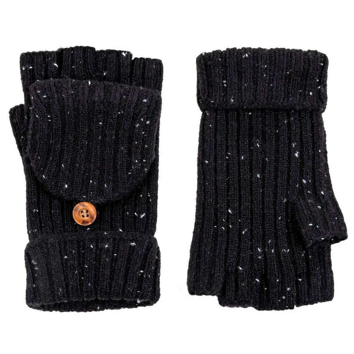 Dents Ribbed Knit Fingerless Gloves - Black - Image 2