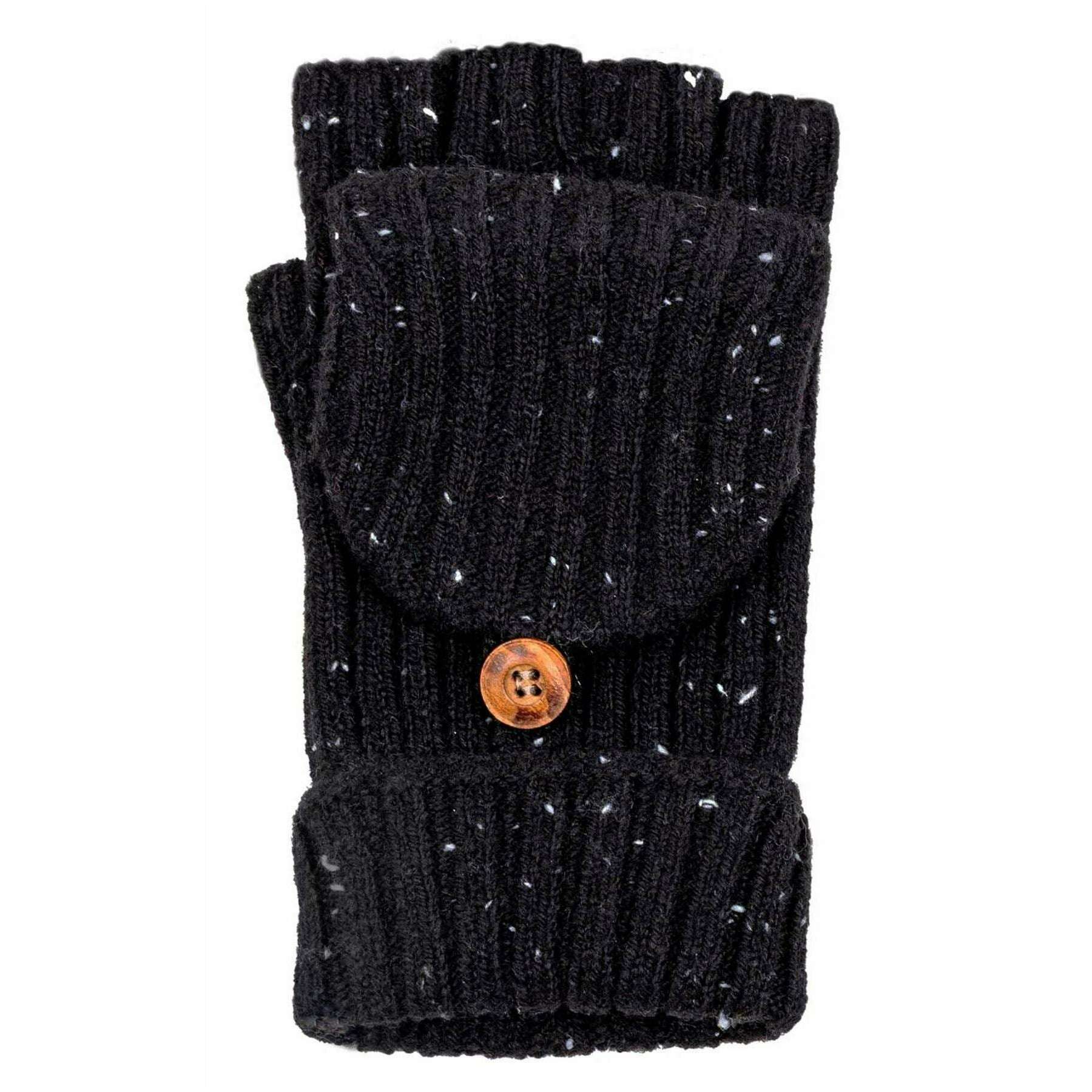 Dents Ribbed Knit Fingerless Gloves - Black - Image 3
