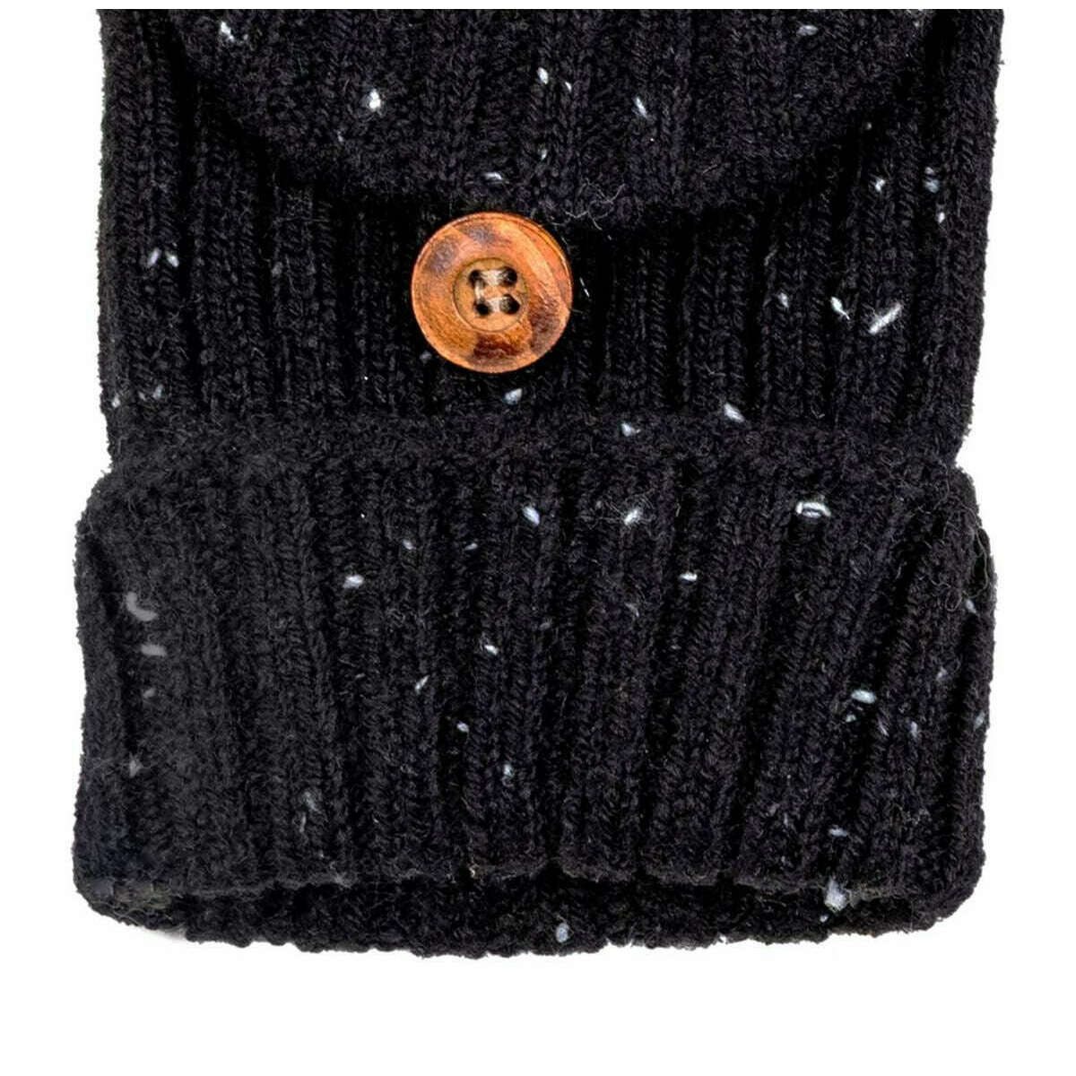 Dents Ribbed Knit Fingerless Gloves - Black - Image 4