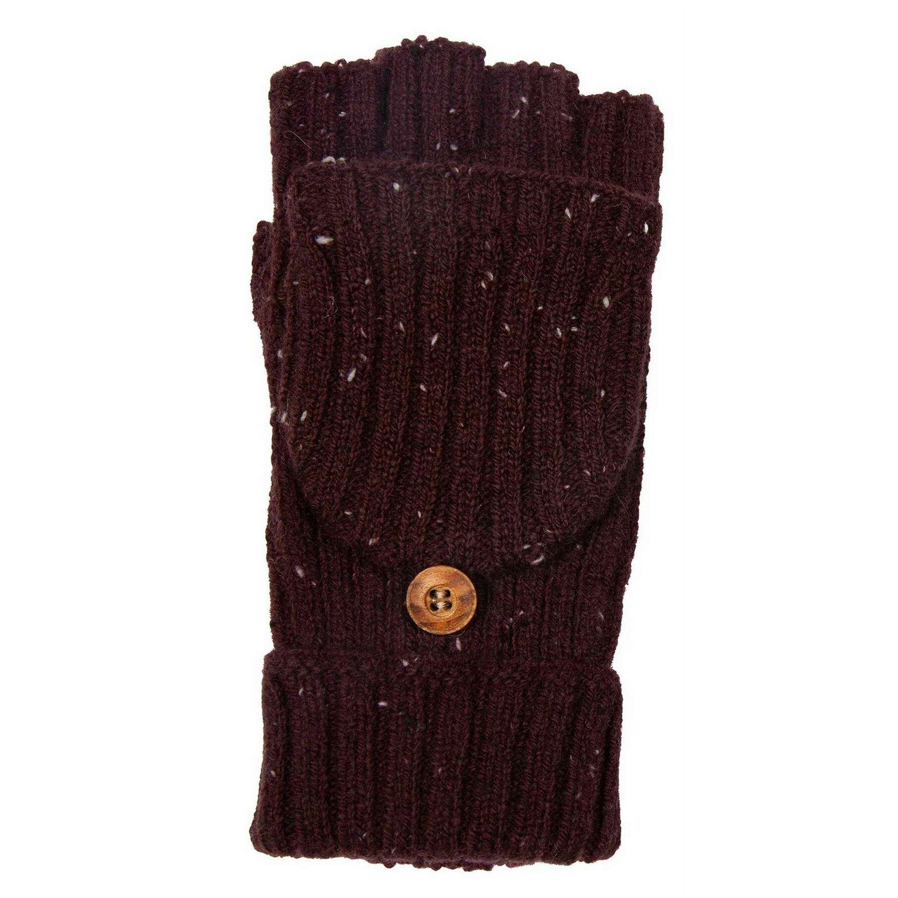 Dents Ribbed Knit Fingerless Gloves - Burgundy - Image 3