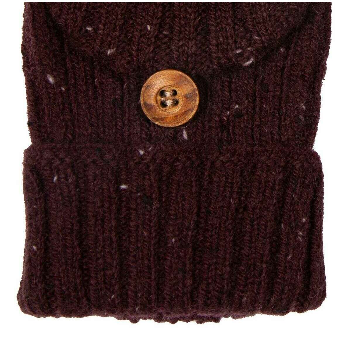Dents Ribbed Knit Fingerless Gloves - Burgundy - Image 4