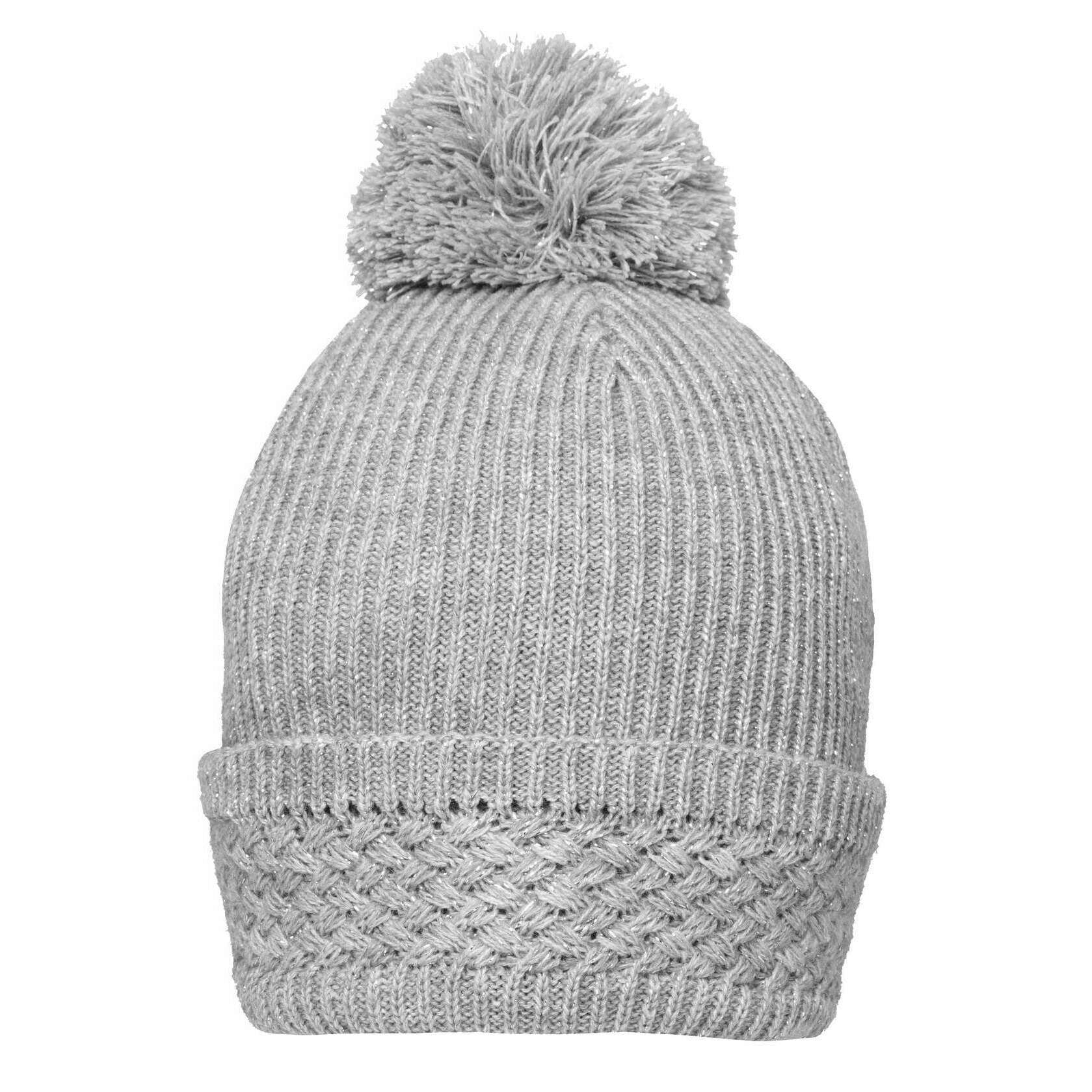 Dents Ribbed Knit Metallic Yarn Bobble Hat - Dove Grey