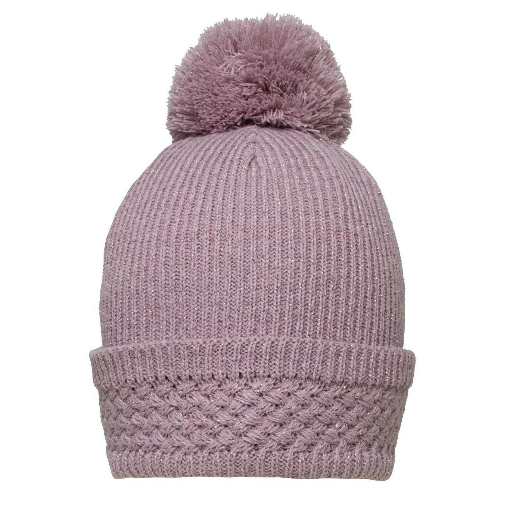 Dents Ribbed Knit Metallic Yarn Bobble Hat - Lilac Purple