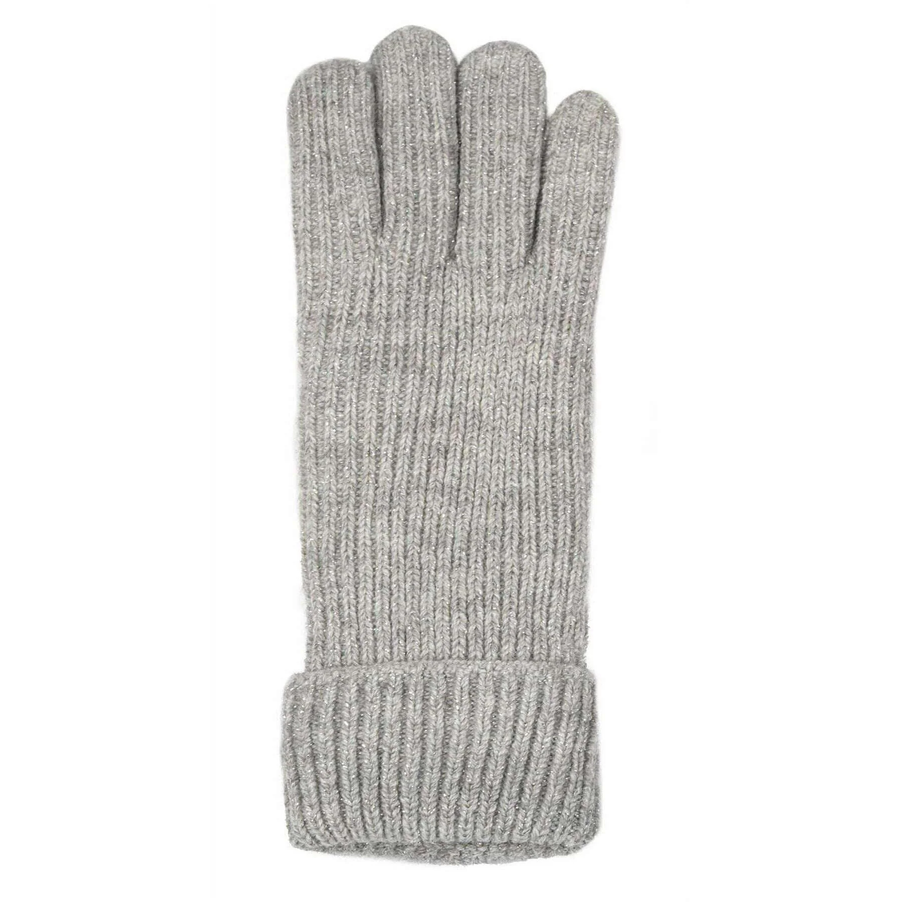 Dents Ribbed Knit Metallic Yarn Gloves - Dove Grey - Image 3