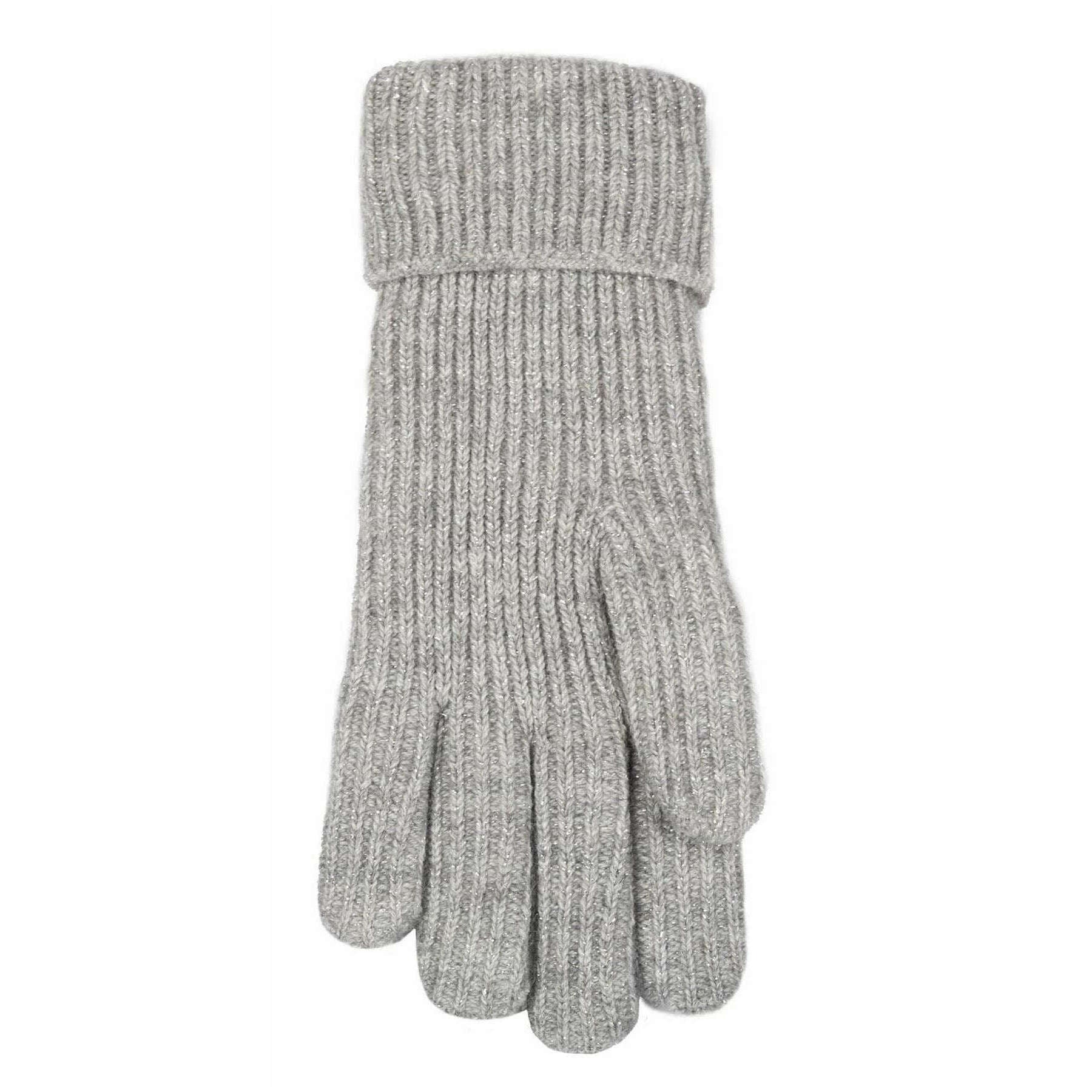 Dents Ribbed Knit Metallic Yarn Gloves - Dove Grey - Image 5