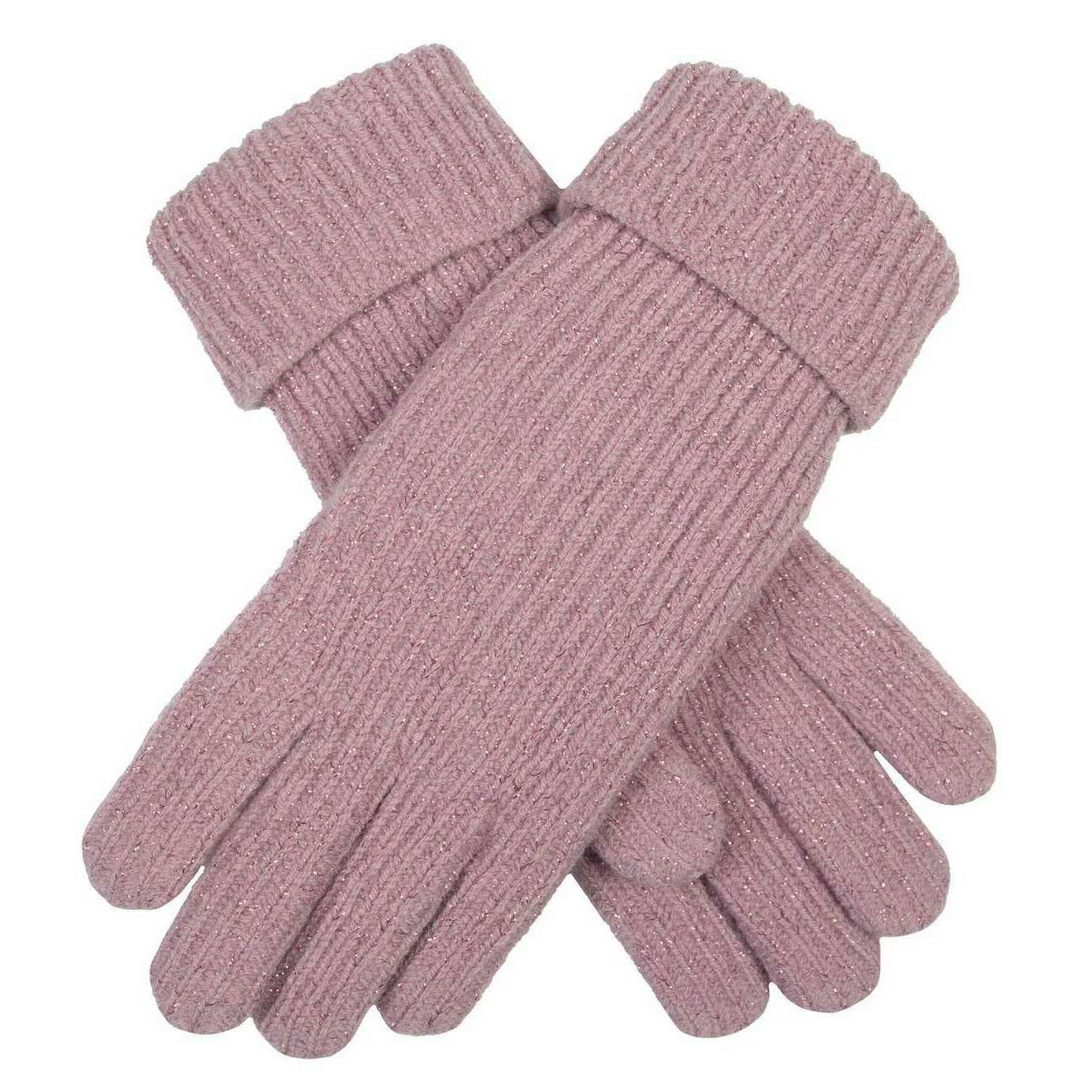 Dents Ribbed Knit Metallic Yarn Gloves - Lilac Purple
