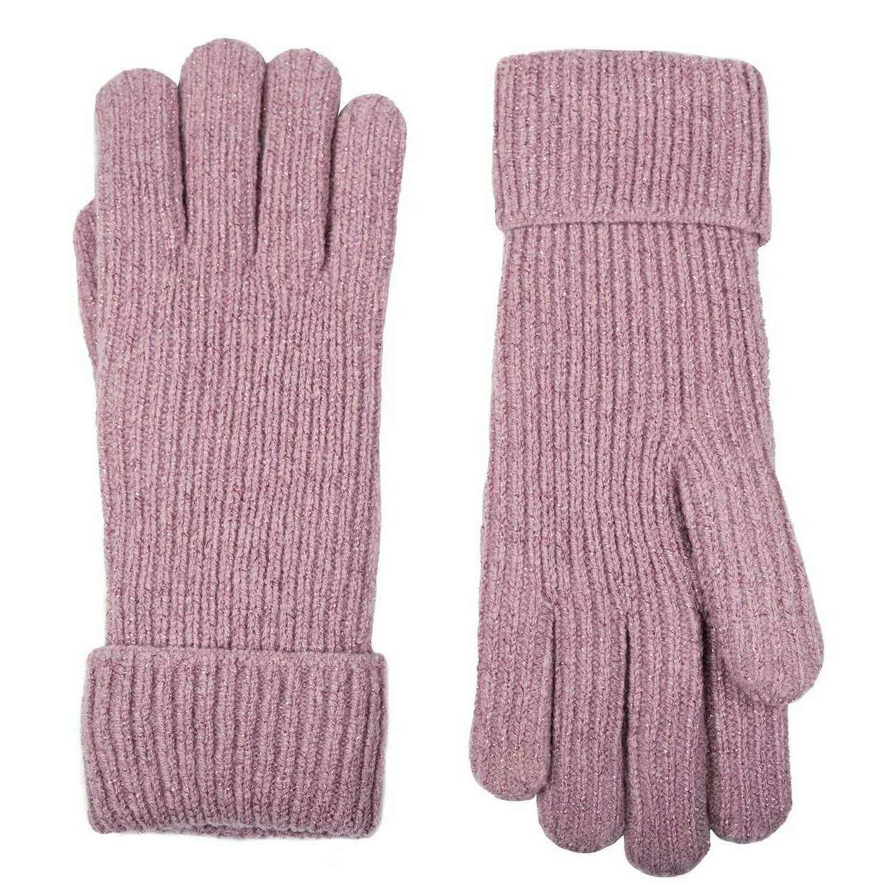 Dents Ribbed Knit Metallic Yarn Gloves - Lilac Purple - Image 2