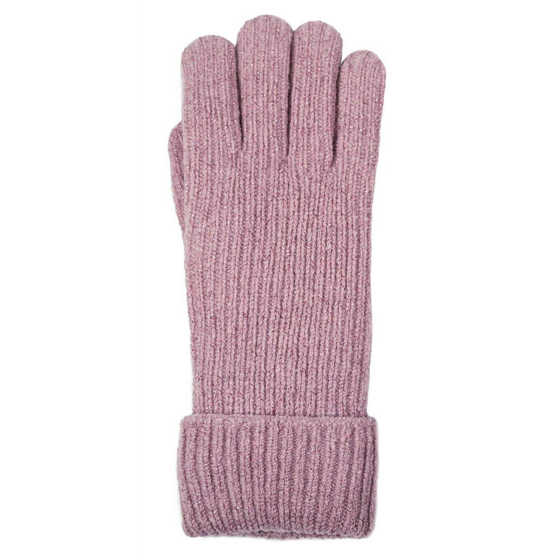 Dents Ribbed Knit Metallic Yarn Gloves - Lilac Purple - Image 3