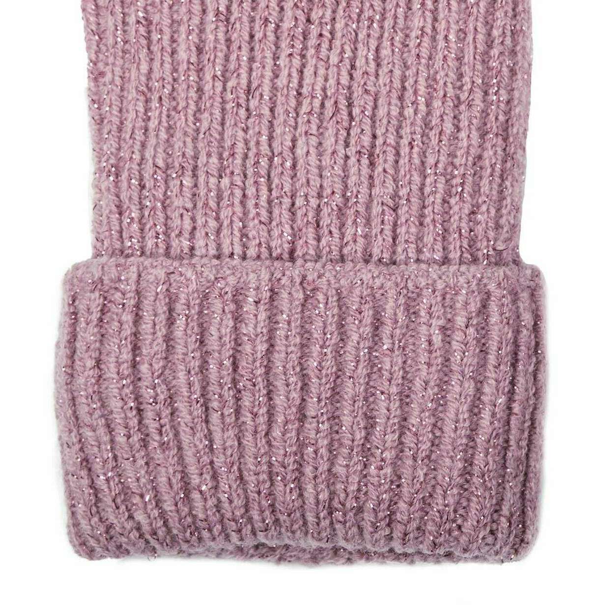 Dents Ribbed Knit Metallic Yarn Gloves - Lilac Purple - Image 4