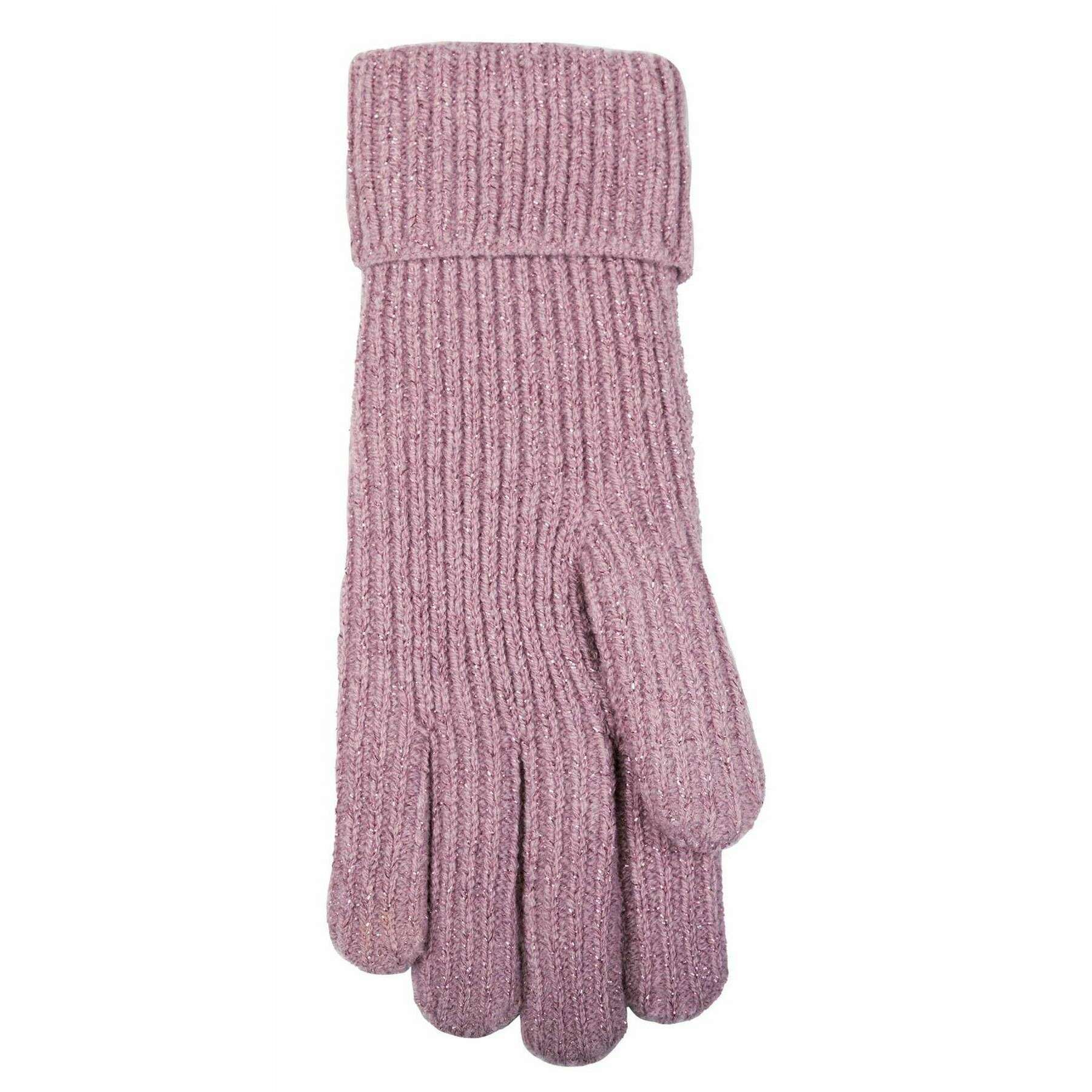 Dents Ribbed Knit Metallic Yarn Gloves - Lilac Purple - Image 5