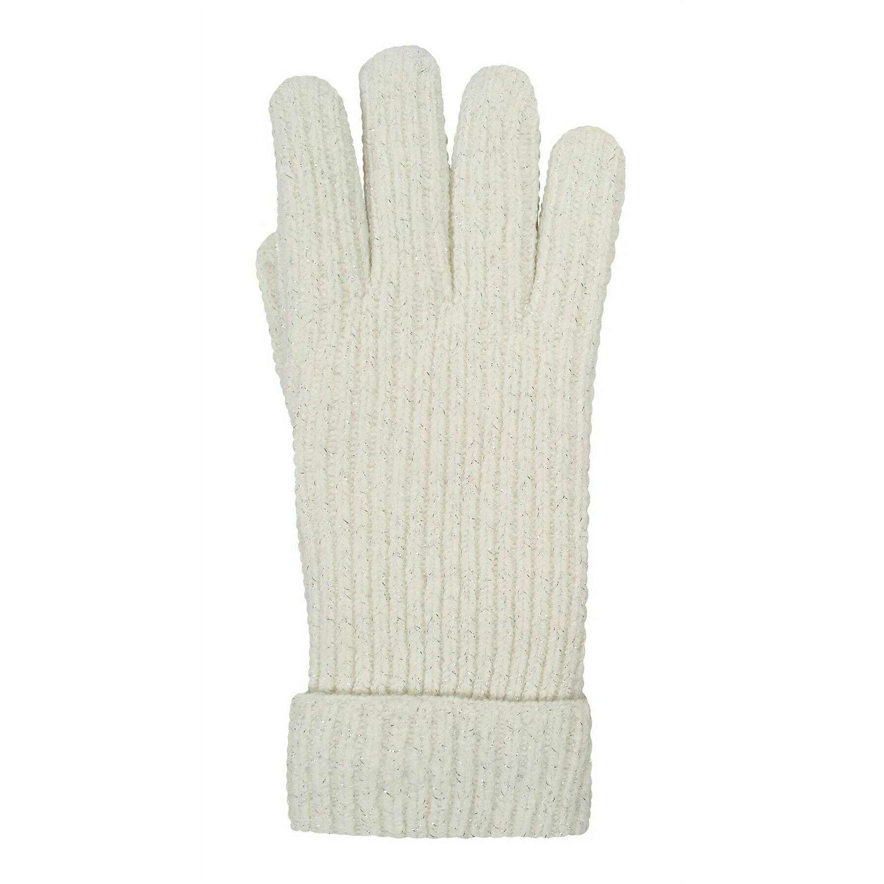 Dents Ribbed Knit Metallic Yarn Gloves - Winter White - Image 3