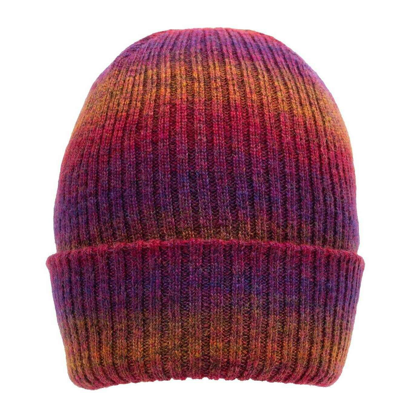 Dents Ribbed Knit Ombre Beanie Hat - Fuchsia Pink