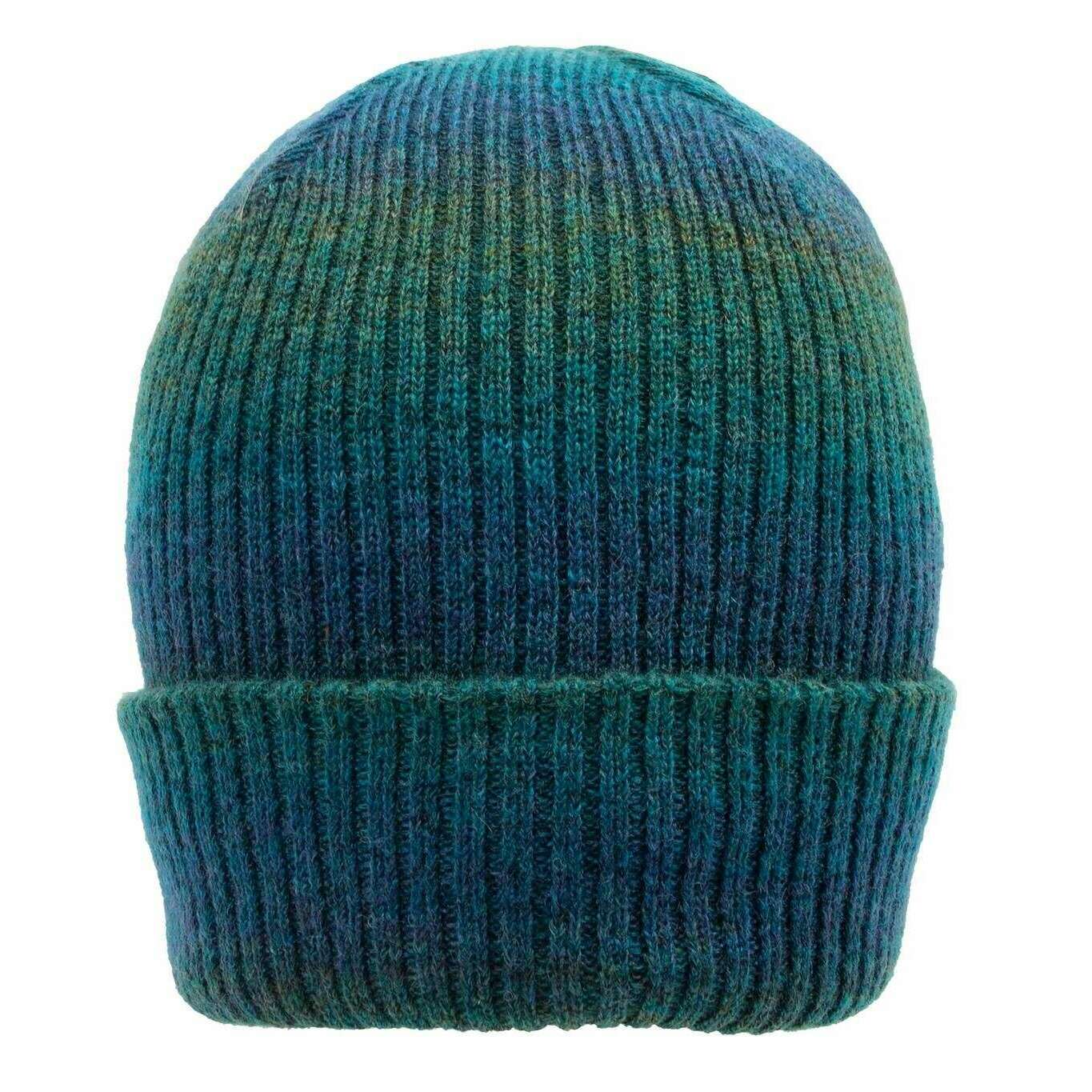 Dents Ribbed Knit Ombre Beanie Hat - Teal