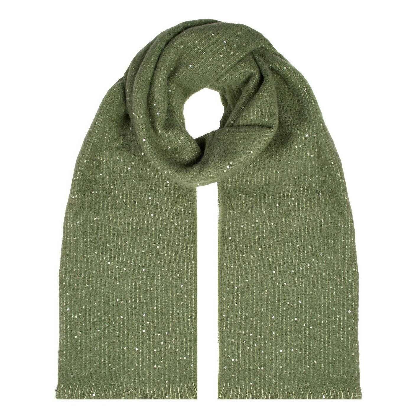 Dents Sequin Scarf - Olive Green