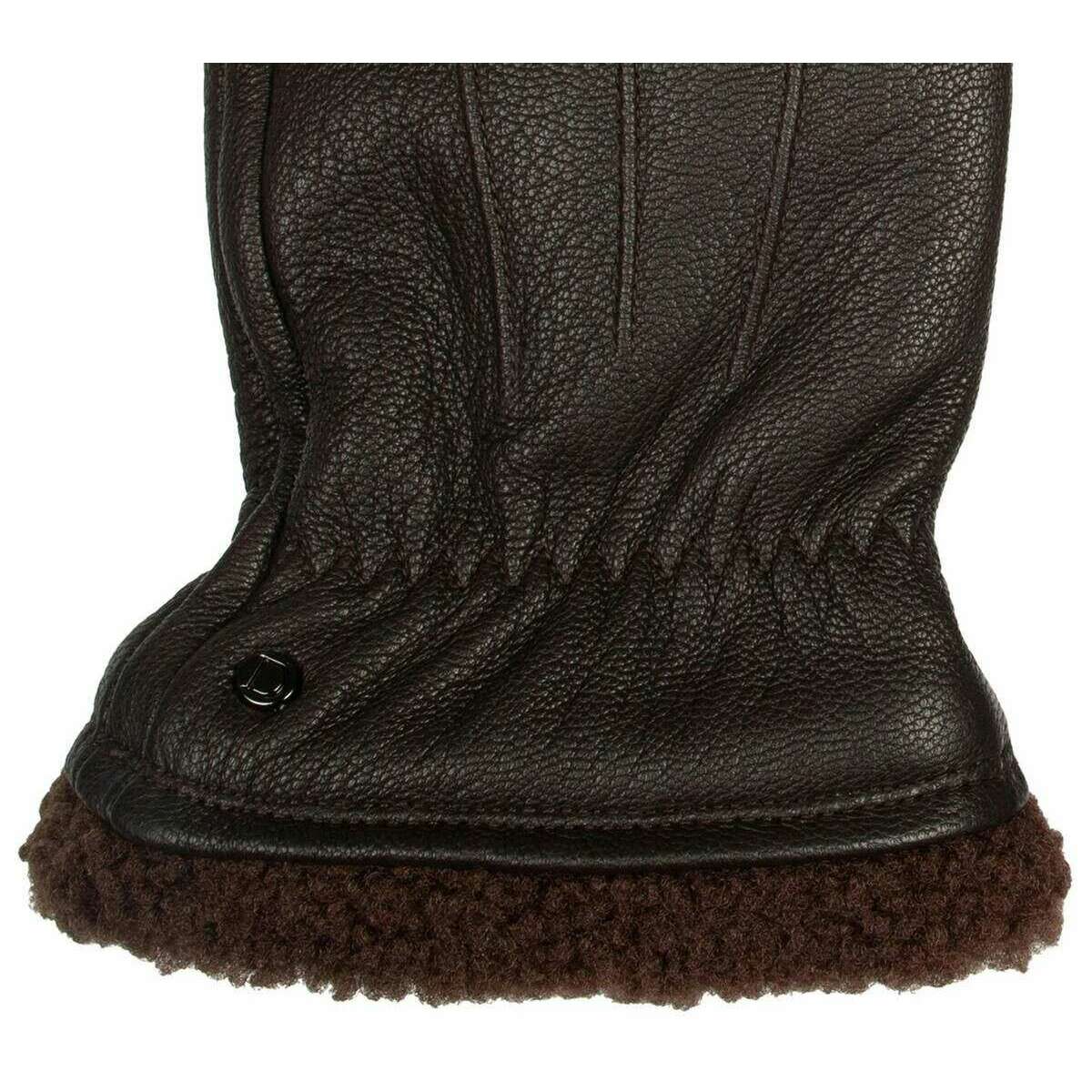 Dents Shrewsbury Fleece-Lined Leather Gloves - Brown - Image 5