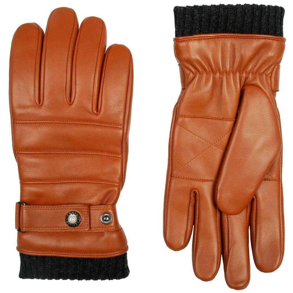 Dents Skipton Knitted Cuff Stitch Detail Leather Gloves - Highway Tan - Image 2