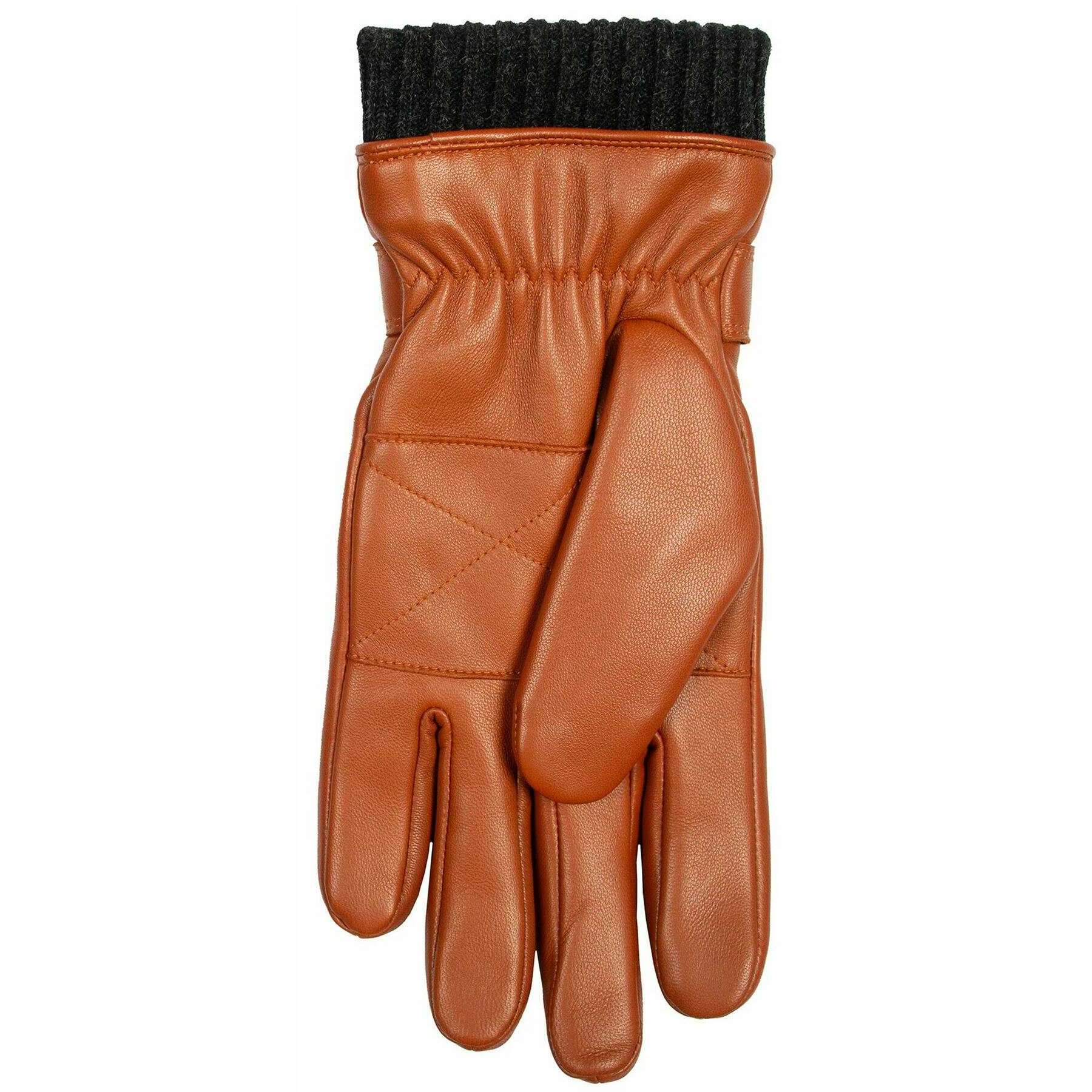 Dents Skipton Knitted Cuff Stitch Detail Leather Gloves - Highway Tan - Image 4