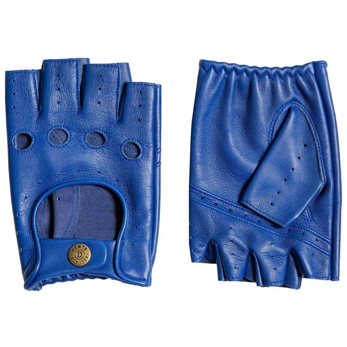 Dents Snetterton Fingerless Leather Driving Gloves - Royal Blue - Image 2