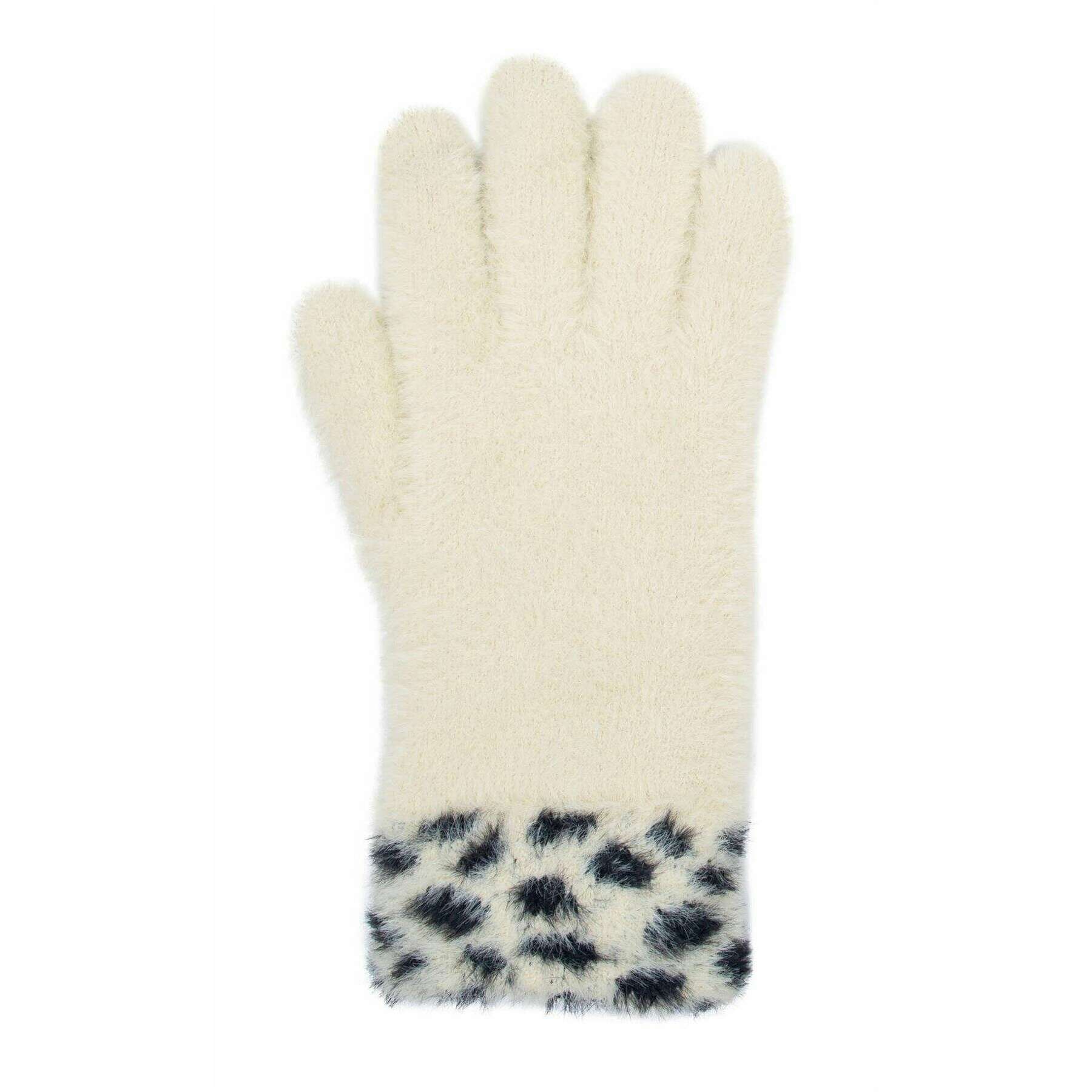 Dents Spotted Feather Yarn Knitted Gloves - Ivory White - Image 3