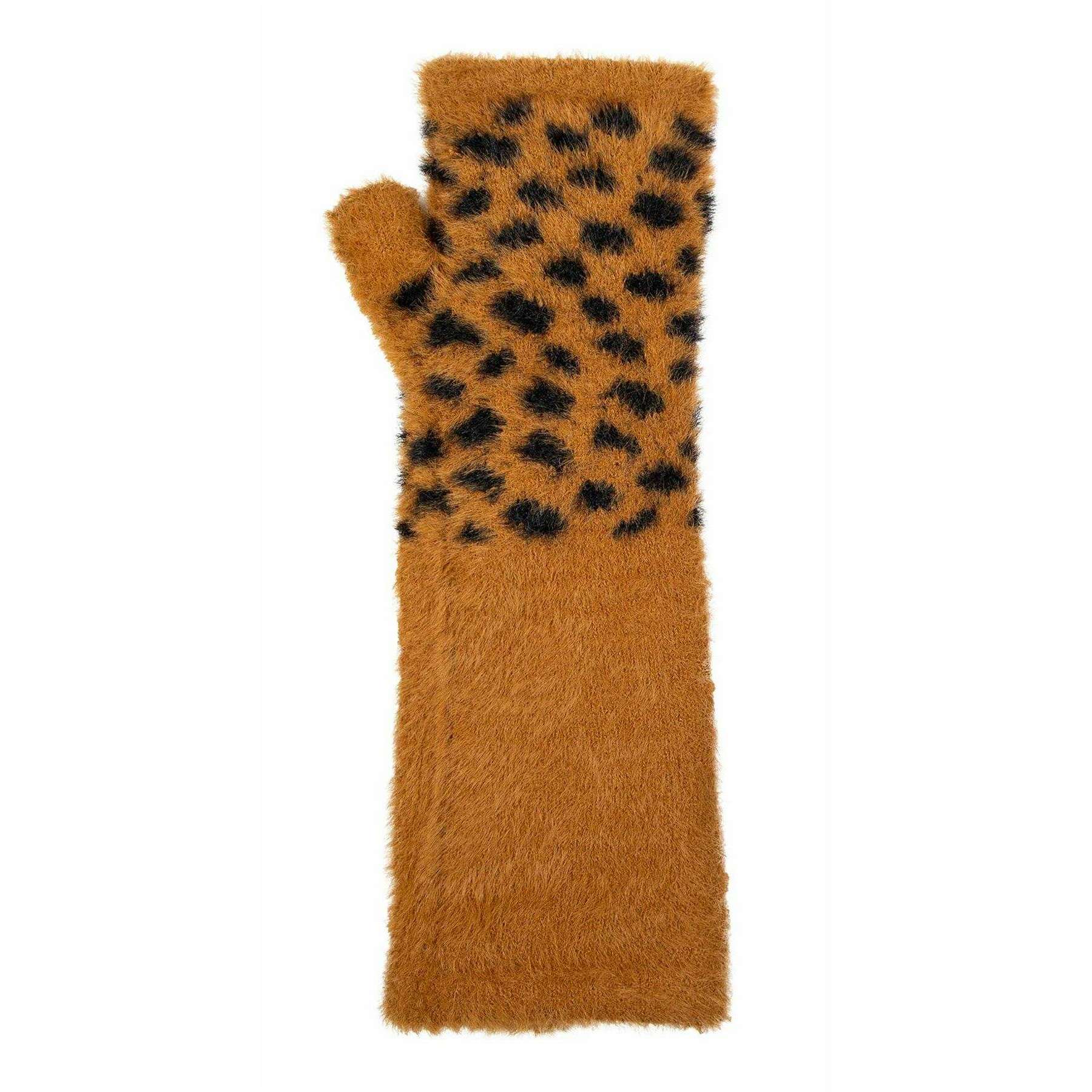 Dents Spotted Feather Yarn Knitted Wrist Warmers - Tan Beige - Image 3