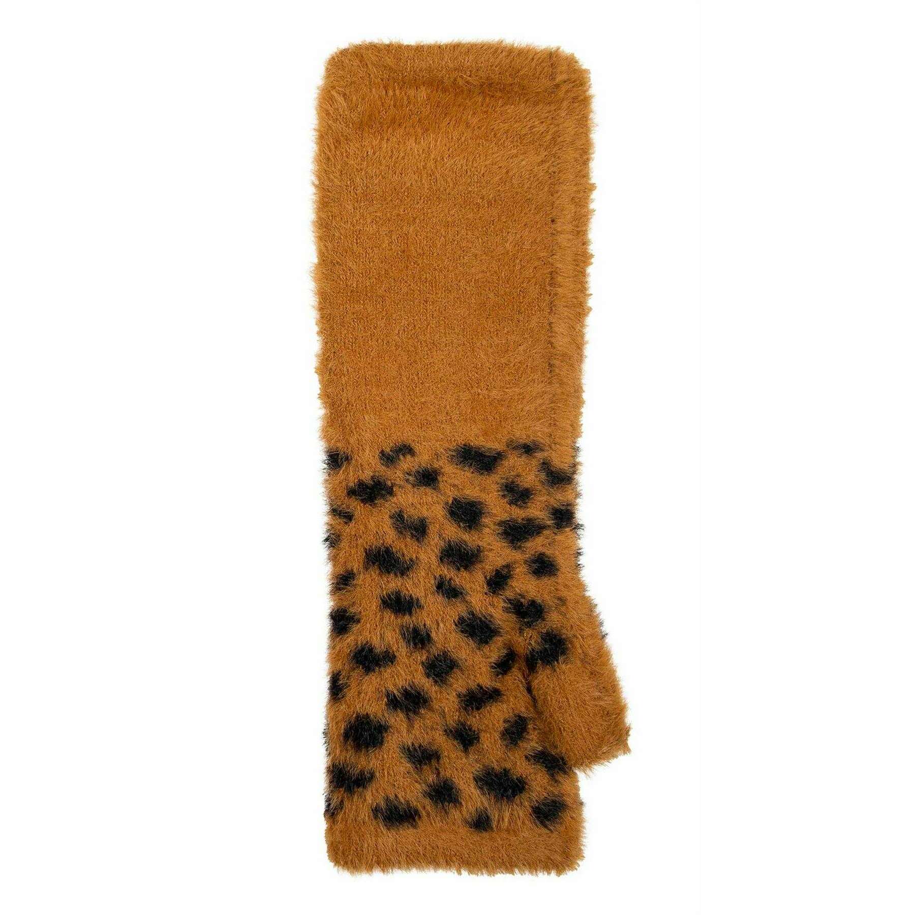 Dents Spotted Feather Yarn Knitted Wrist Warmers - Tan Beige - Image 5