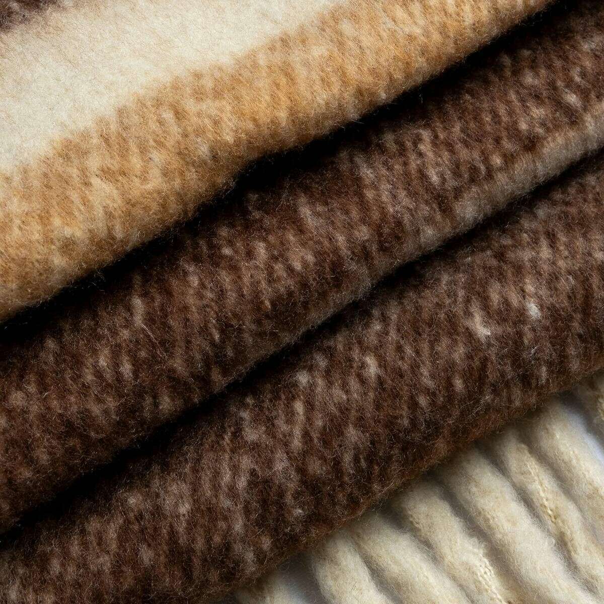 Dents Stripe Blanket Scarf - Chocolate Brown/Camel Beige - Image 3