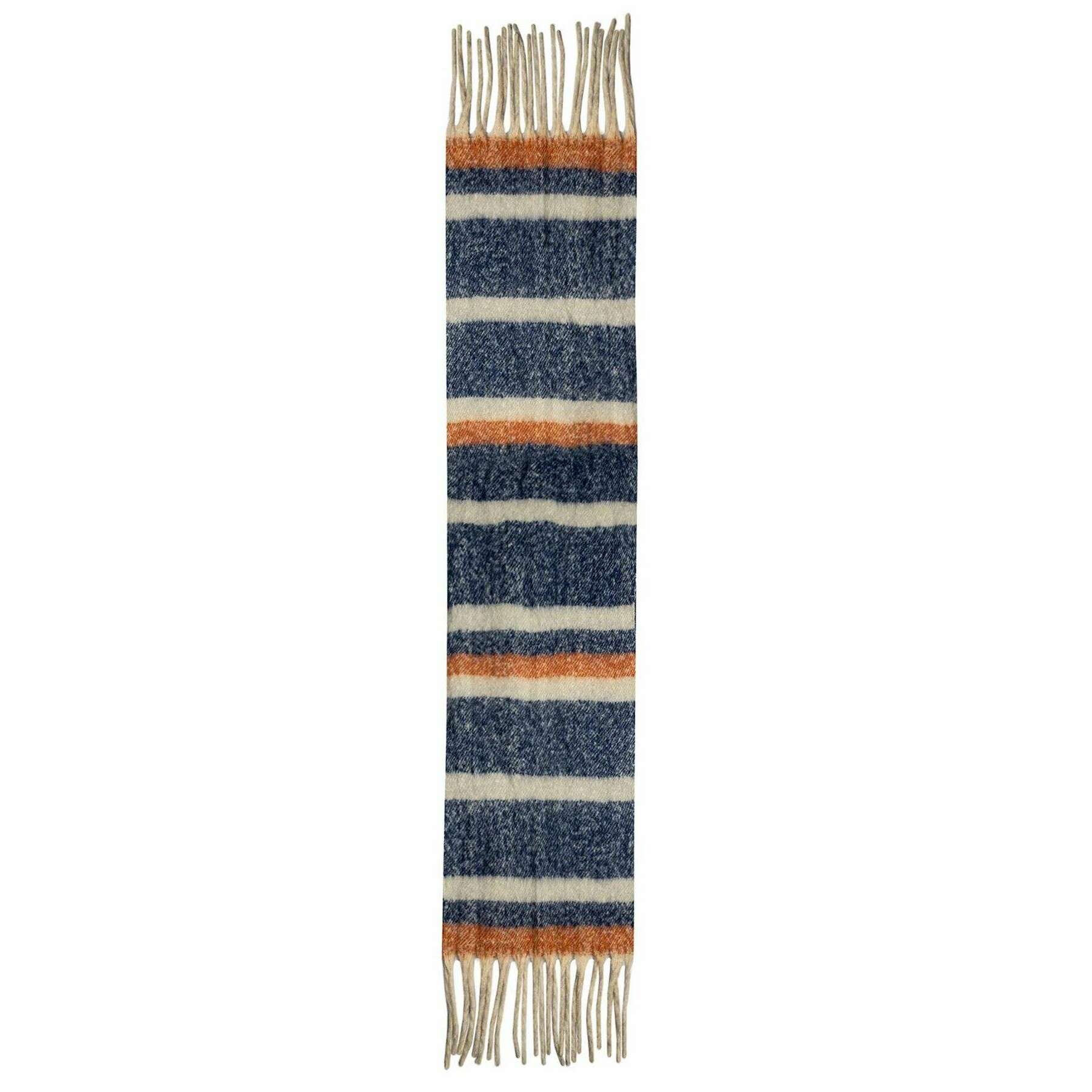 Dents Stripe Blanket Scarf - Navy/Pumpkin Orange - Image 2