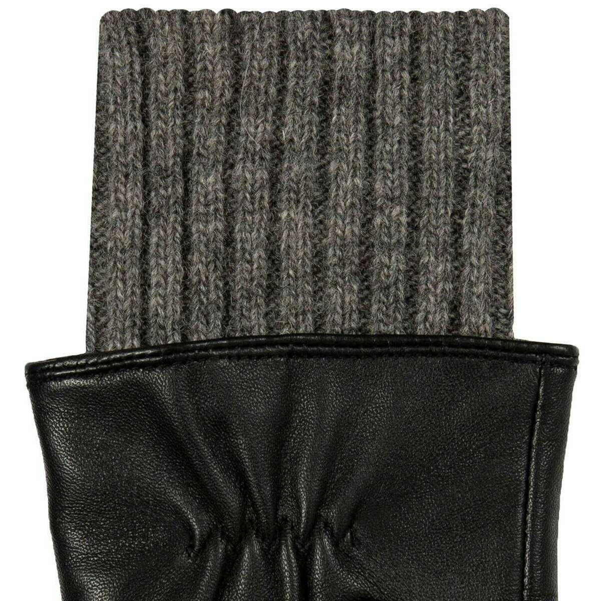 Dents Tamara Knitted Cuff Leather Gloves - Black/Charcoal - Image 4