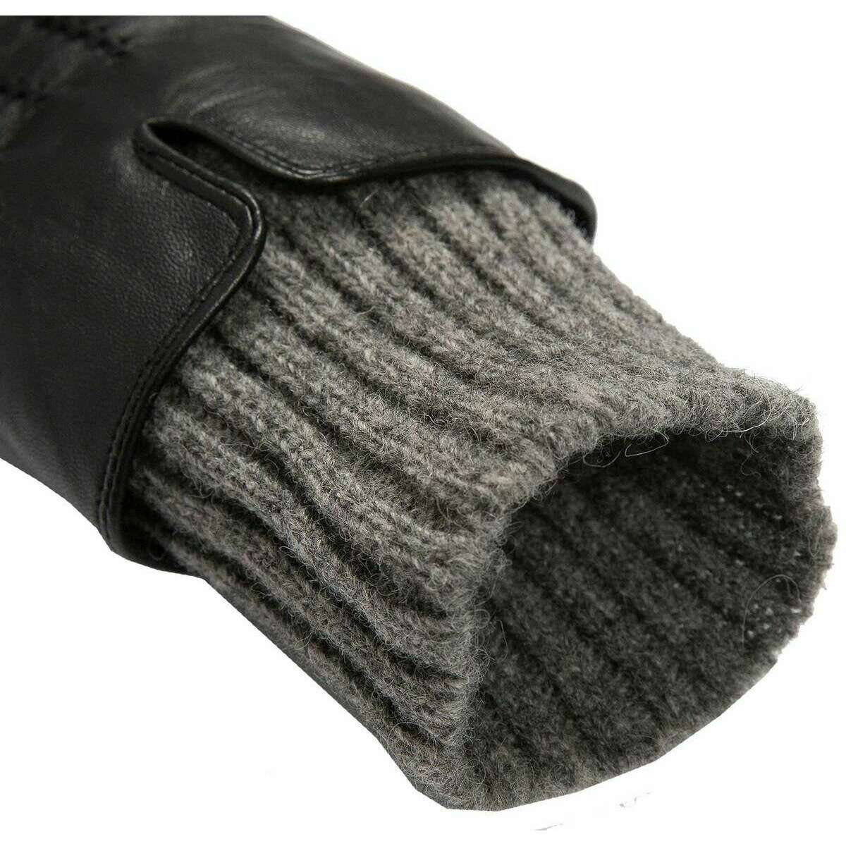 Dents Tamara Knitted Cuff Leather Gloves - Black/Charcoal - Image 5