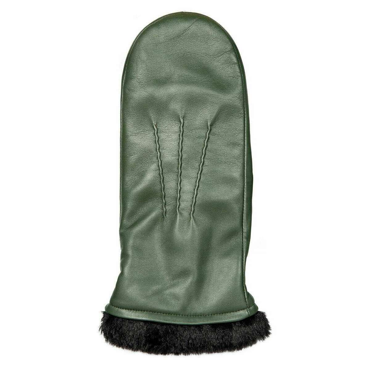 Dents Teresa Three-Point Leather Mittens - Sage Green - Image 3