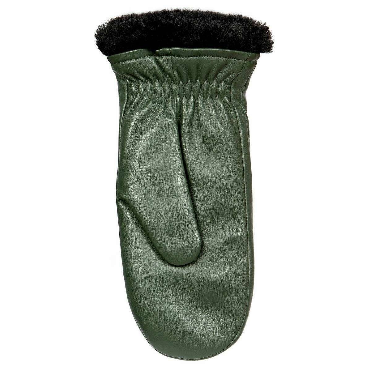 Dents Teresa Three-Point Leather Mittens - Sage Green - Image 4