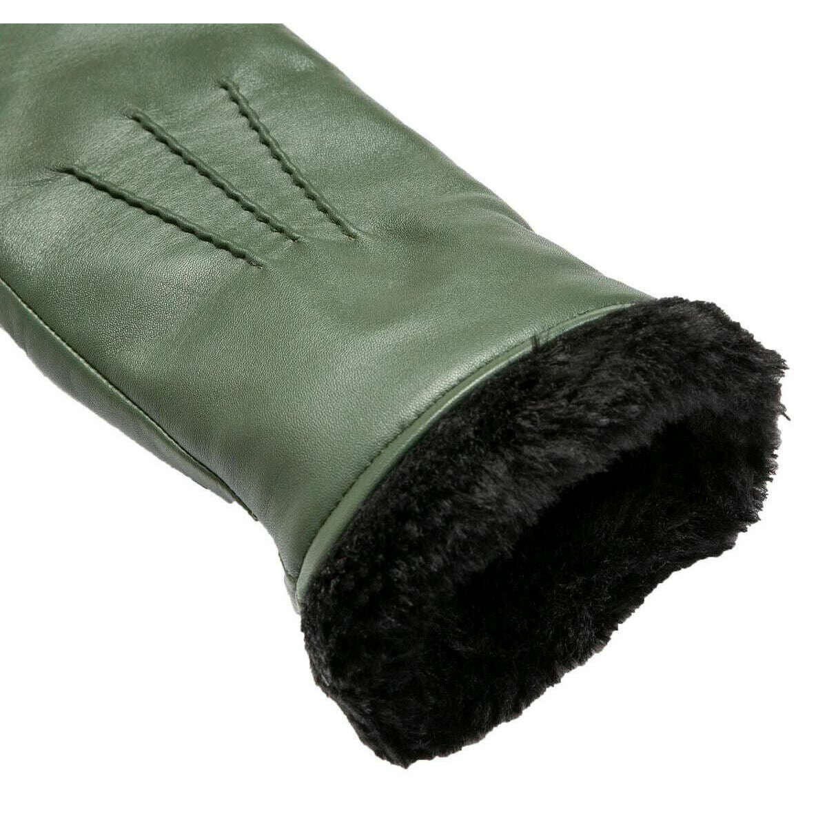 Dents Teresa Three-Point Leather Mittens - Sage Green - Image 7