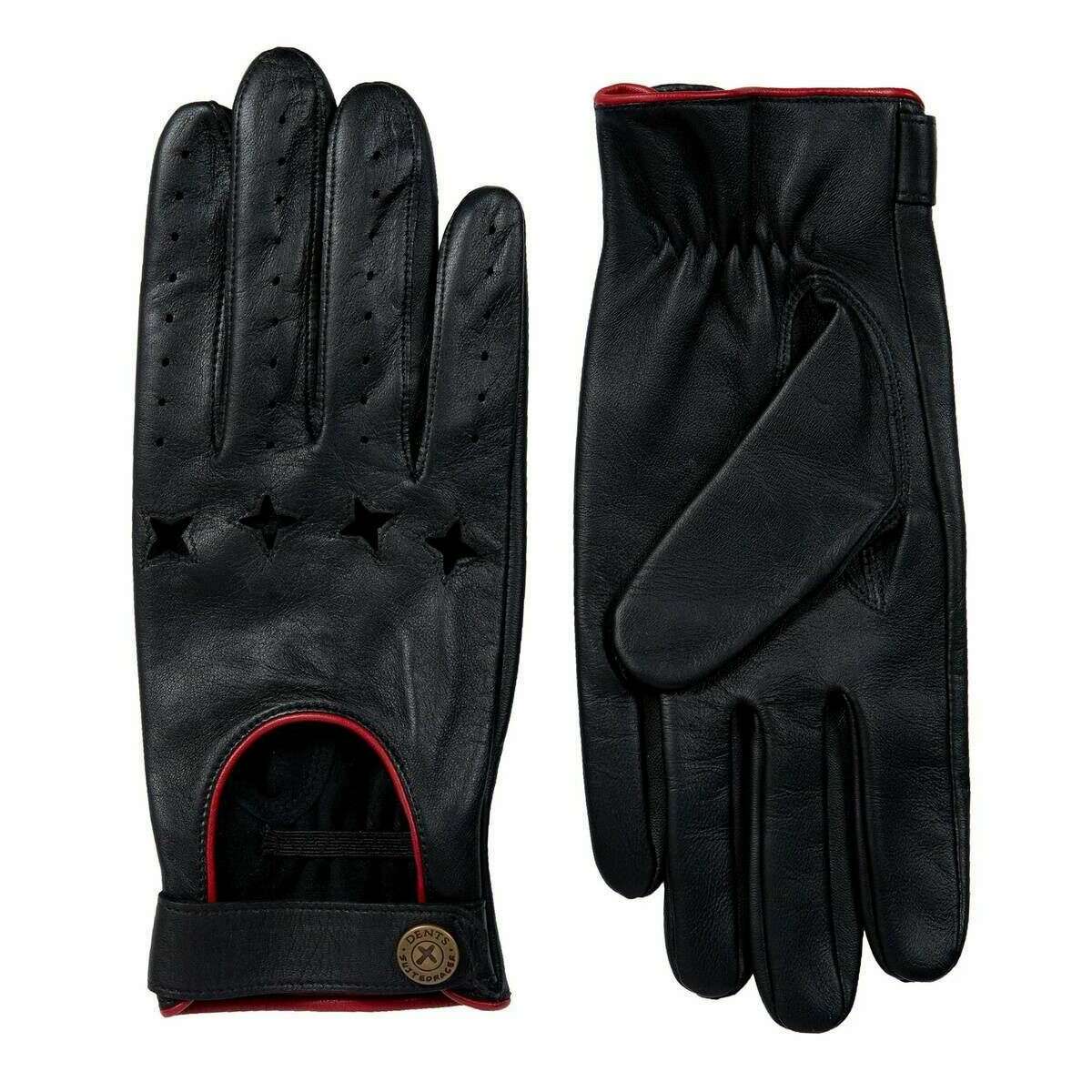 Dents The Suited Racer Hourglass Touchscreen Leather Driving Gloves - Black/Berry - Image 2