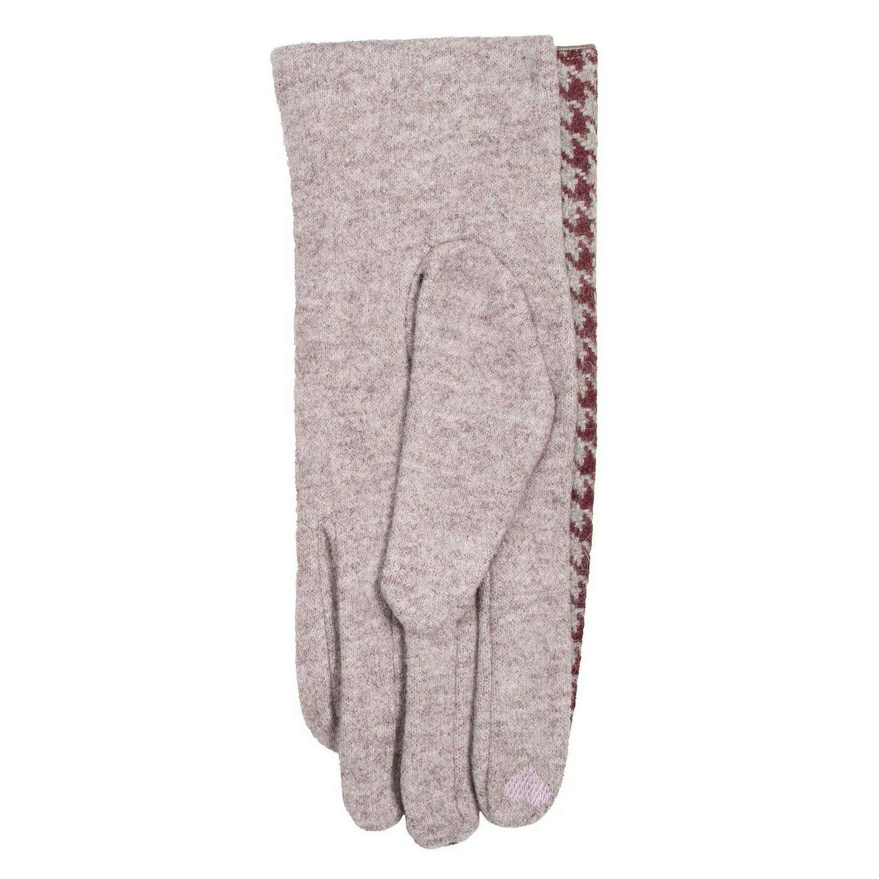 Dents Touchscreen Dogtooth Design Gloves - Damson Burgundy - Image 4